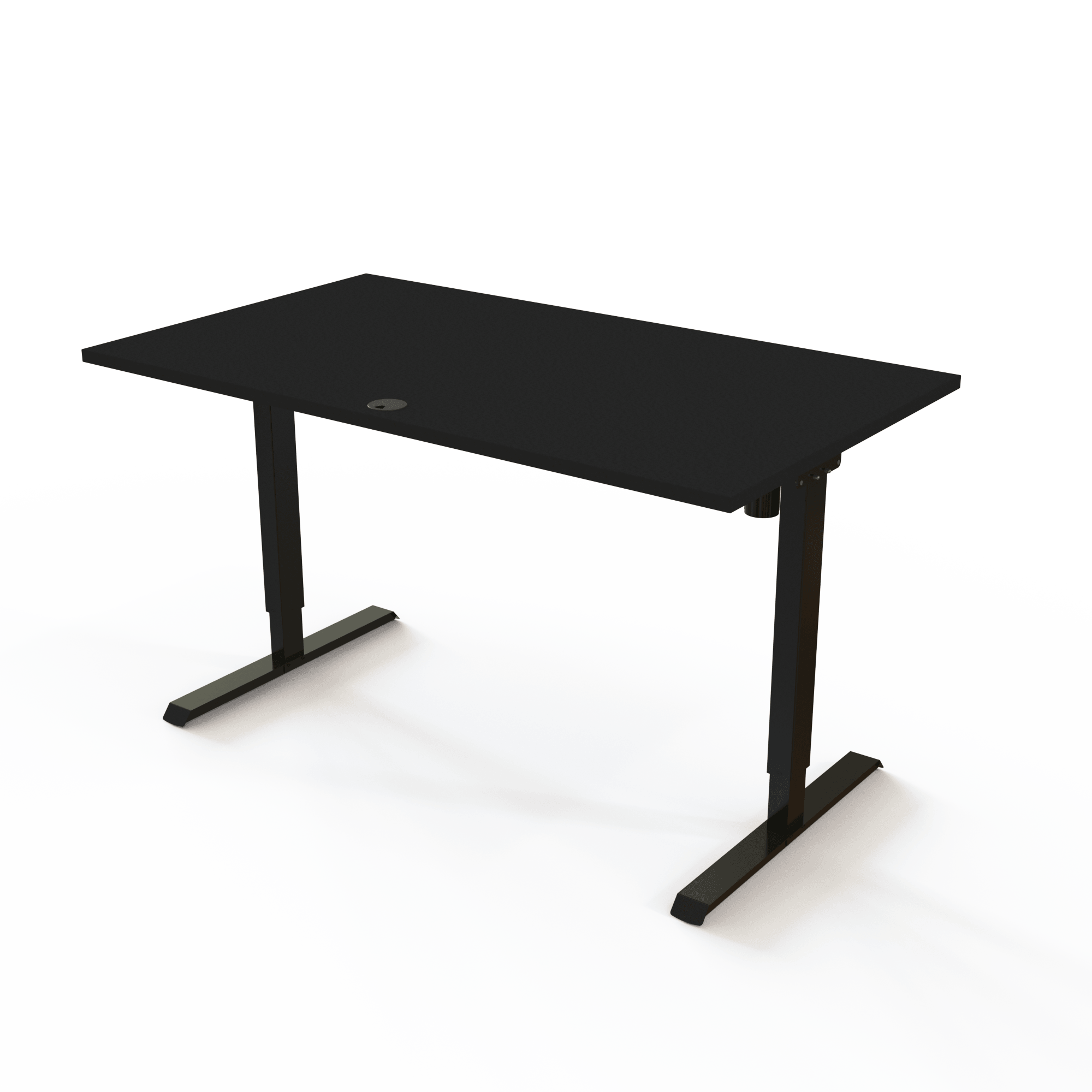 Schreibtisch steh/sitz | 140x80 cm | Schwarz mit schwarzem Gestell