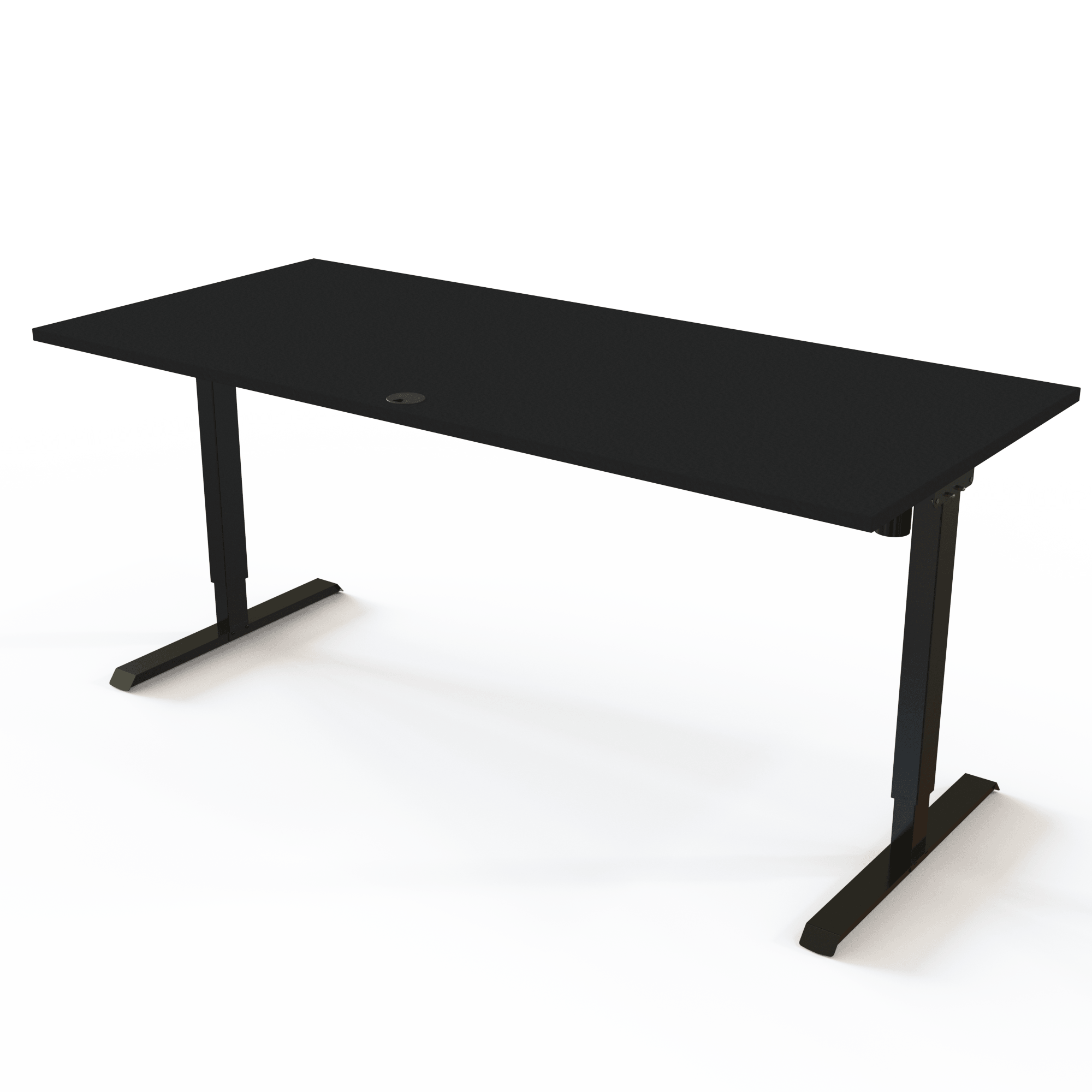 Schreibtisch steh/sitz | 180x80 cm | Schwarz mit schwarzem Gestell