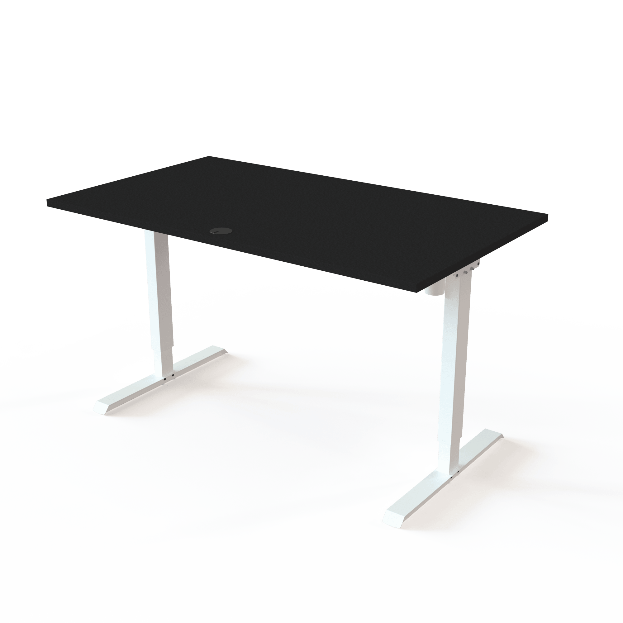 Schreibtisch steh/sitz | 140x80 cm | Schwarz mit weißem Gestell