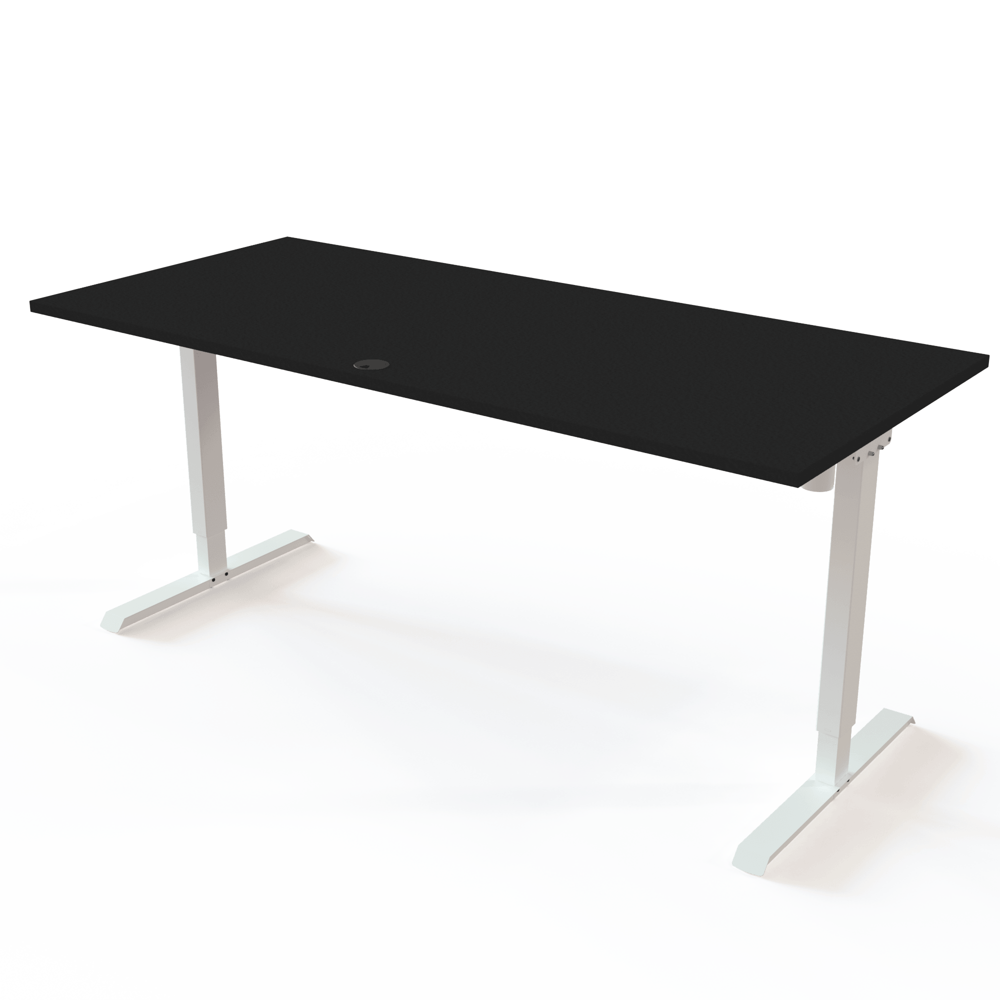 Schreibtisch steh/sitz | 180x80 cm | Schwarz mit weißem Gestell