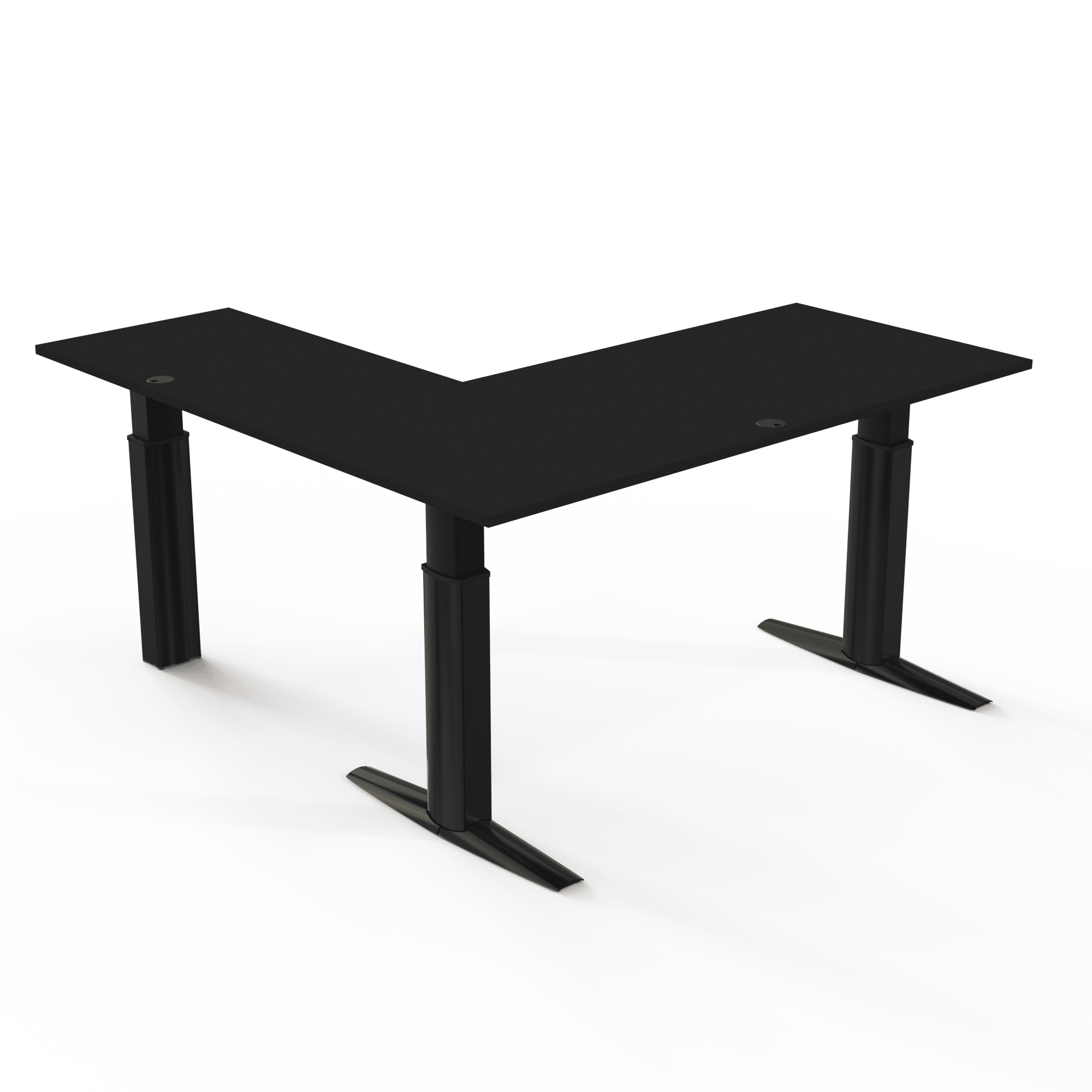 Schreibtisch steh/sitz | 180x180 cm | Schwarz mit schwarzem Gestell