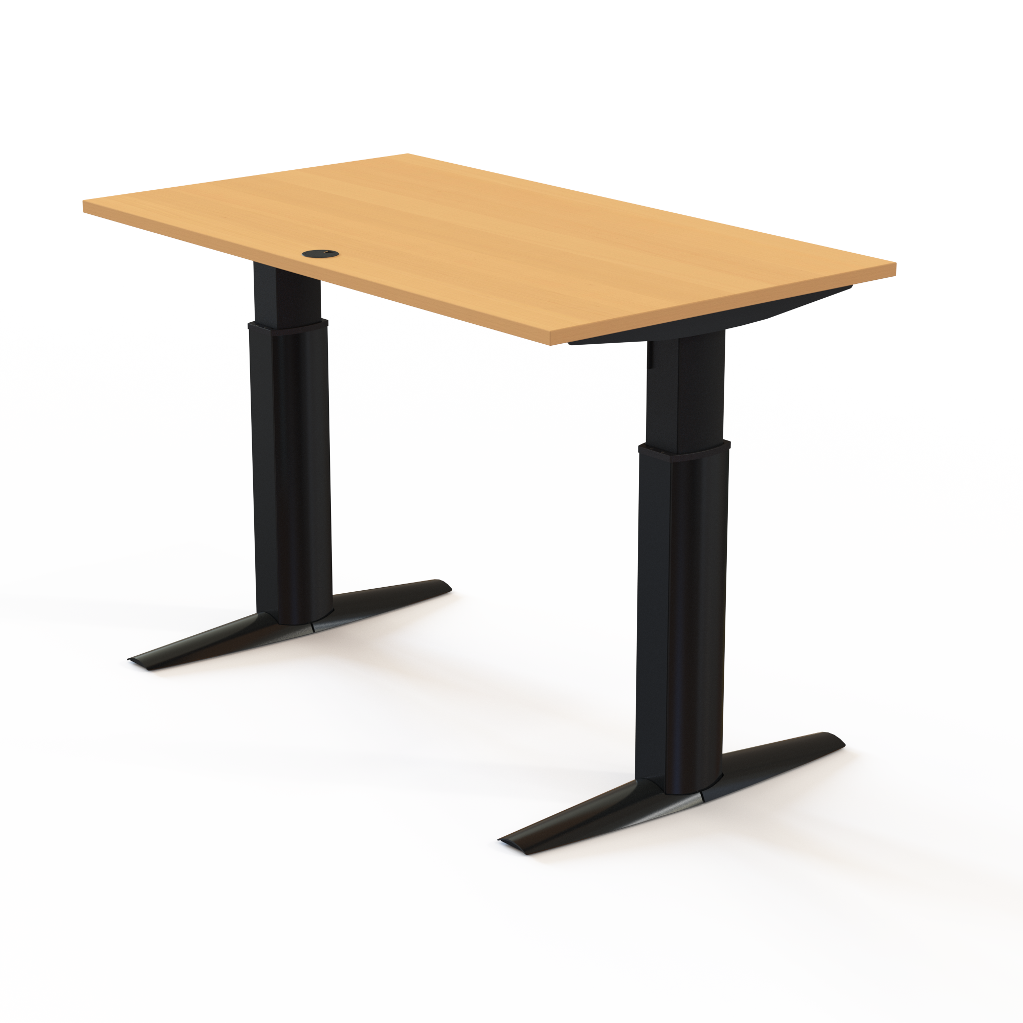 Schreibtisch steh/sitz | 140x80 cm | Buche mit schwarzem Gestell