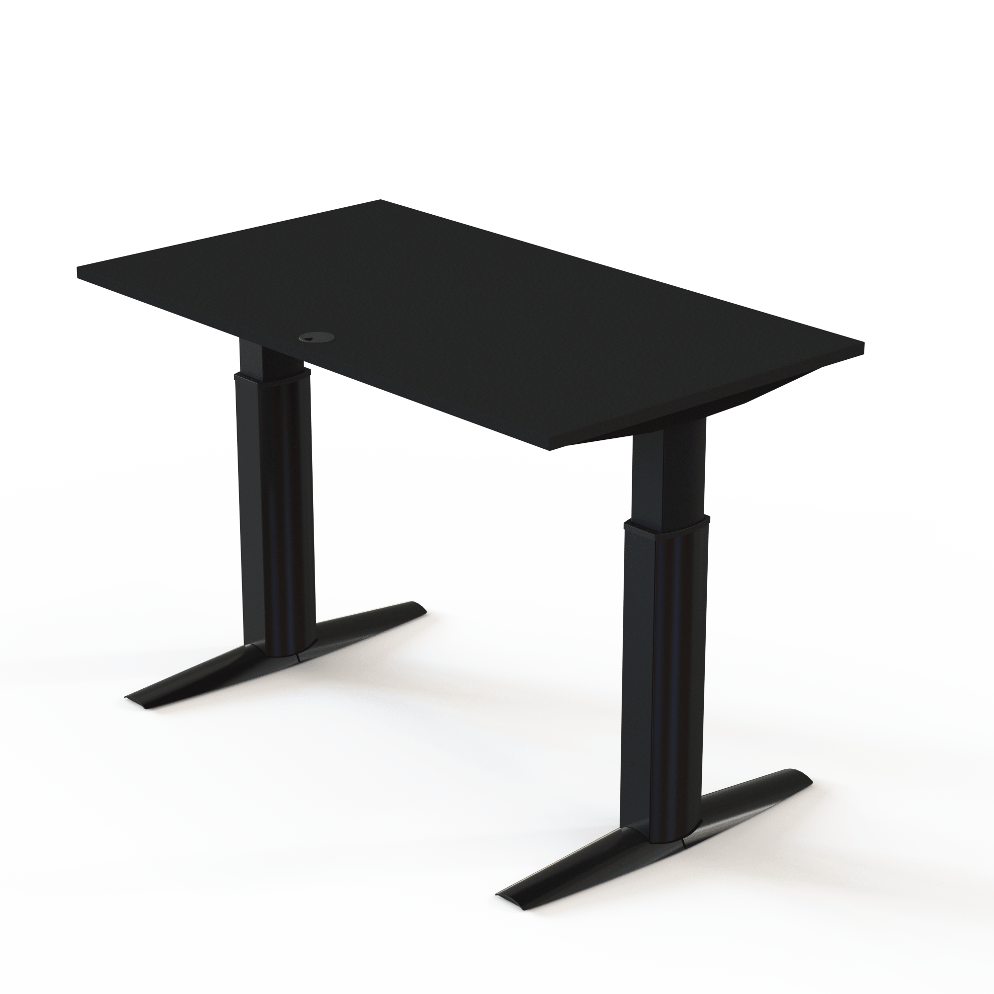 Schreibtisch steh/sitz | 140x80 cm | Schwarz mit schwarzem Gestell