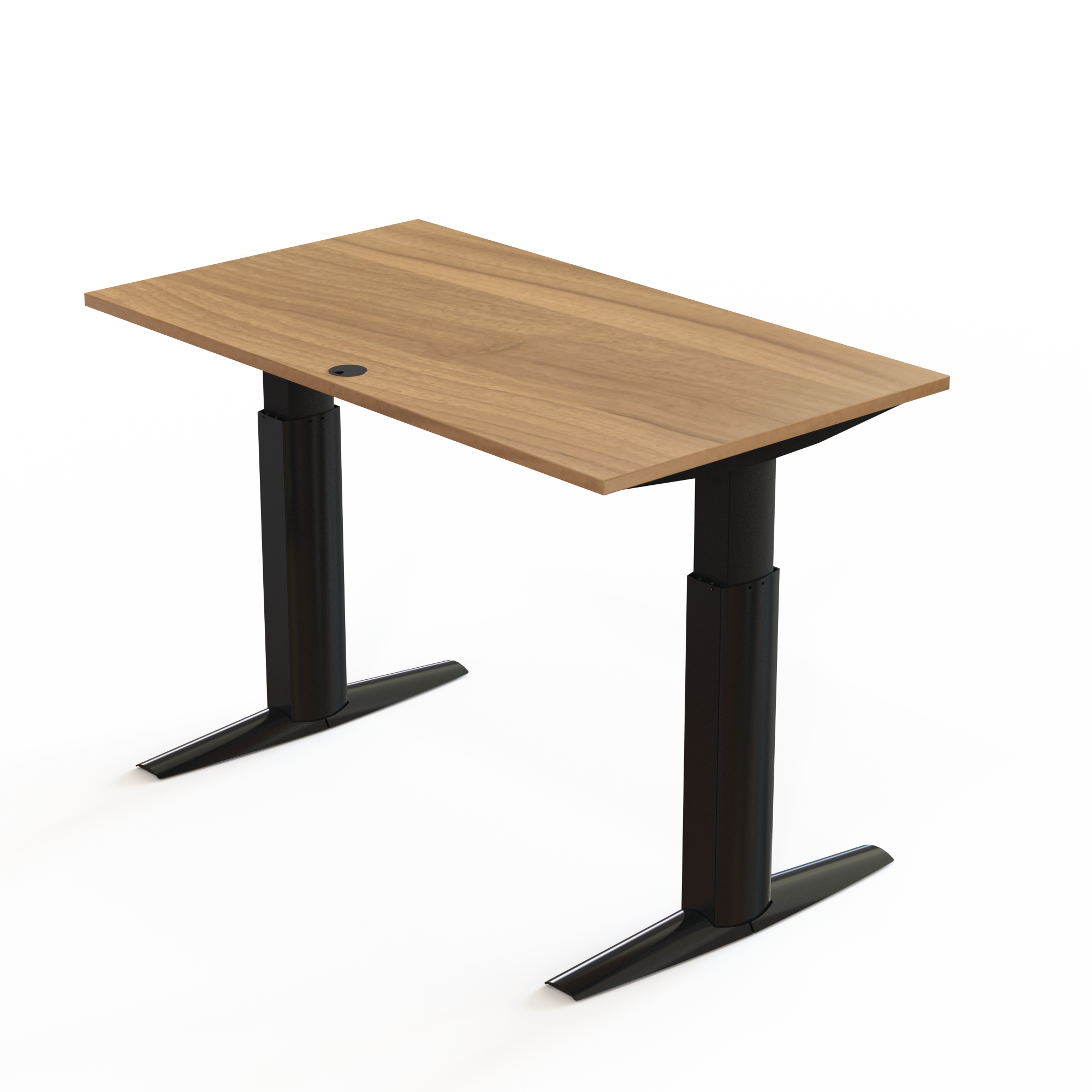 Schreibtisch steh/sitz | 140x80 cm | Nussbaum mit schwarzem Gestell
