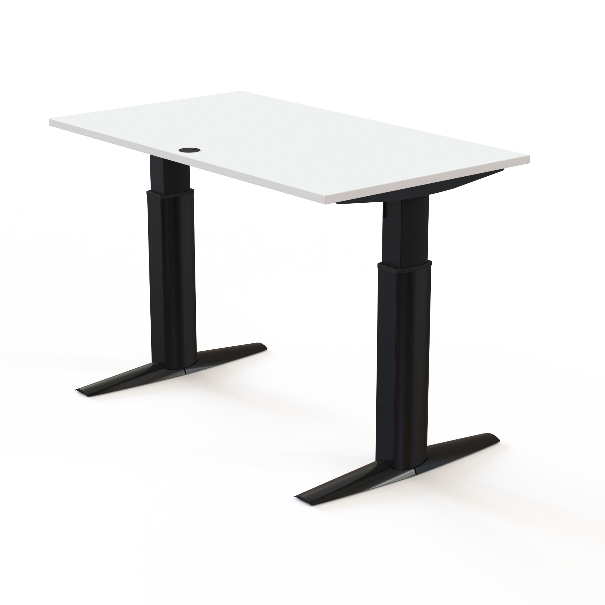 Schreibtisch steh/sitz | 140x80 cm | Weiß mit schwarzem Gestell