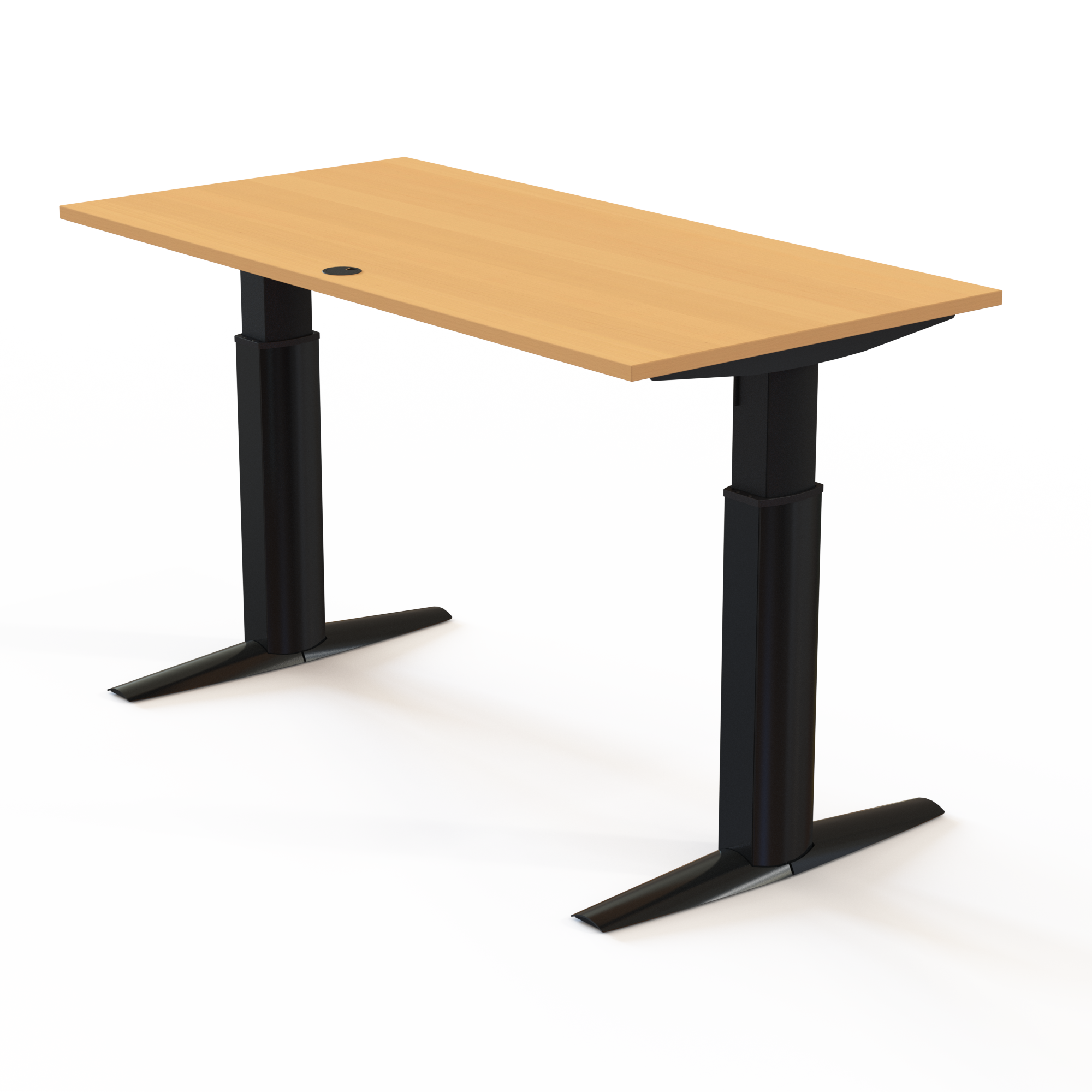 Schreibtisch steh/sitz | 160x80 cm | Buche mit schwarzem Gestell
