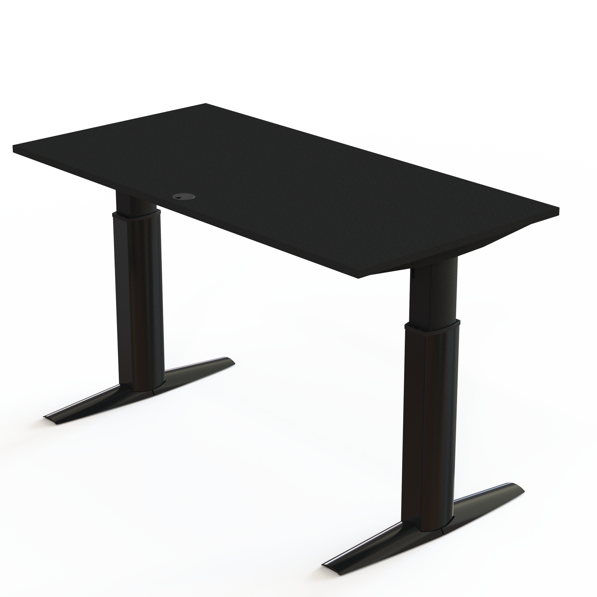 Schreibtisch steh/sitz | 160x80 cm | Schwarz mit schwarzem Gestell