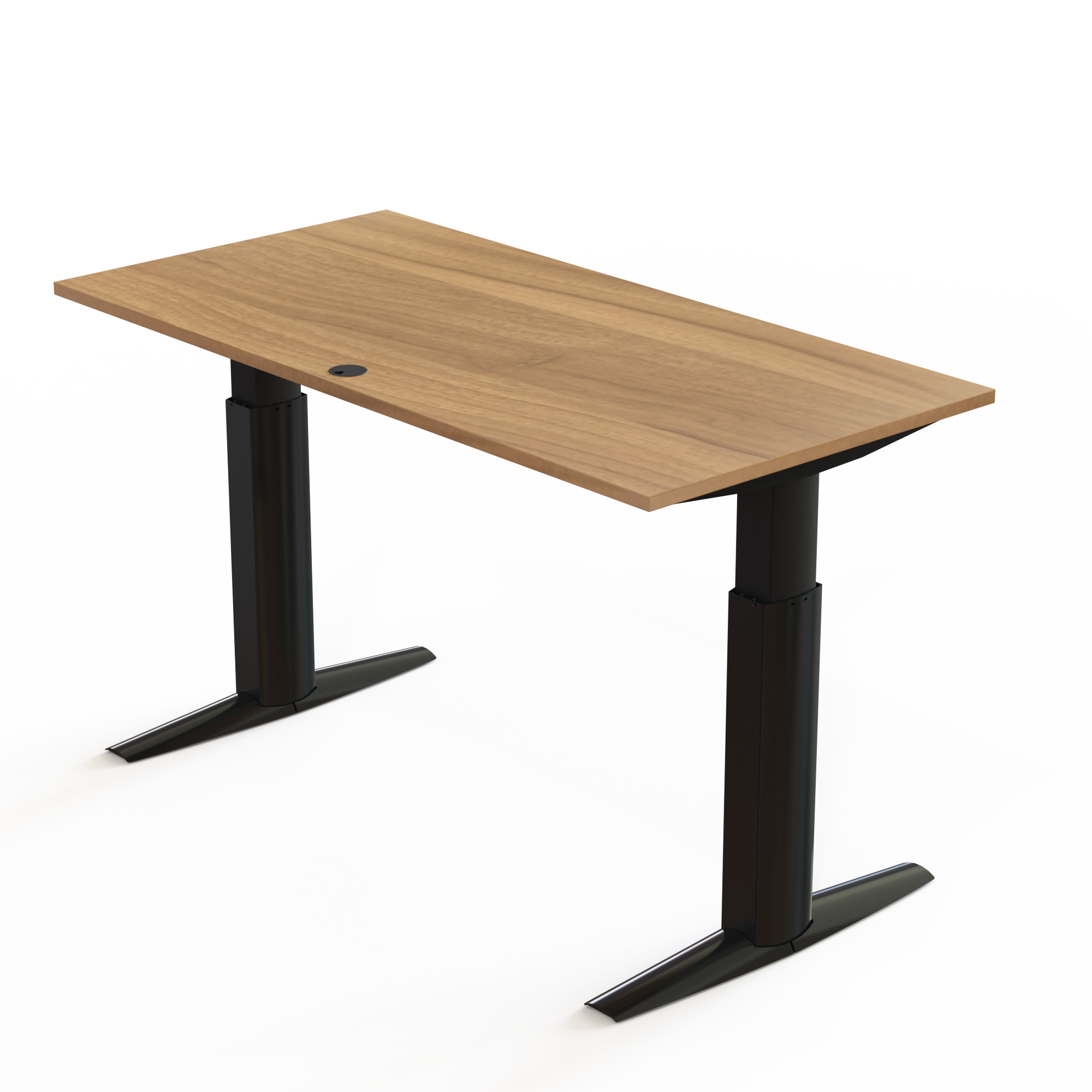 Schreibtisch steh/sitz | 160x80 cm | Nussbaum mit schwarzem Gestell