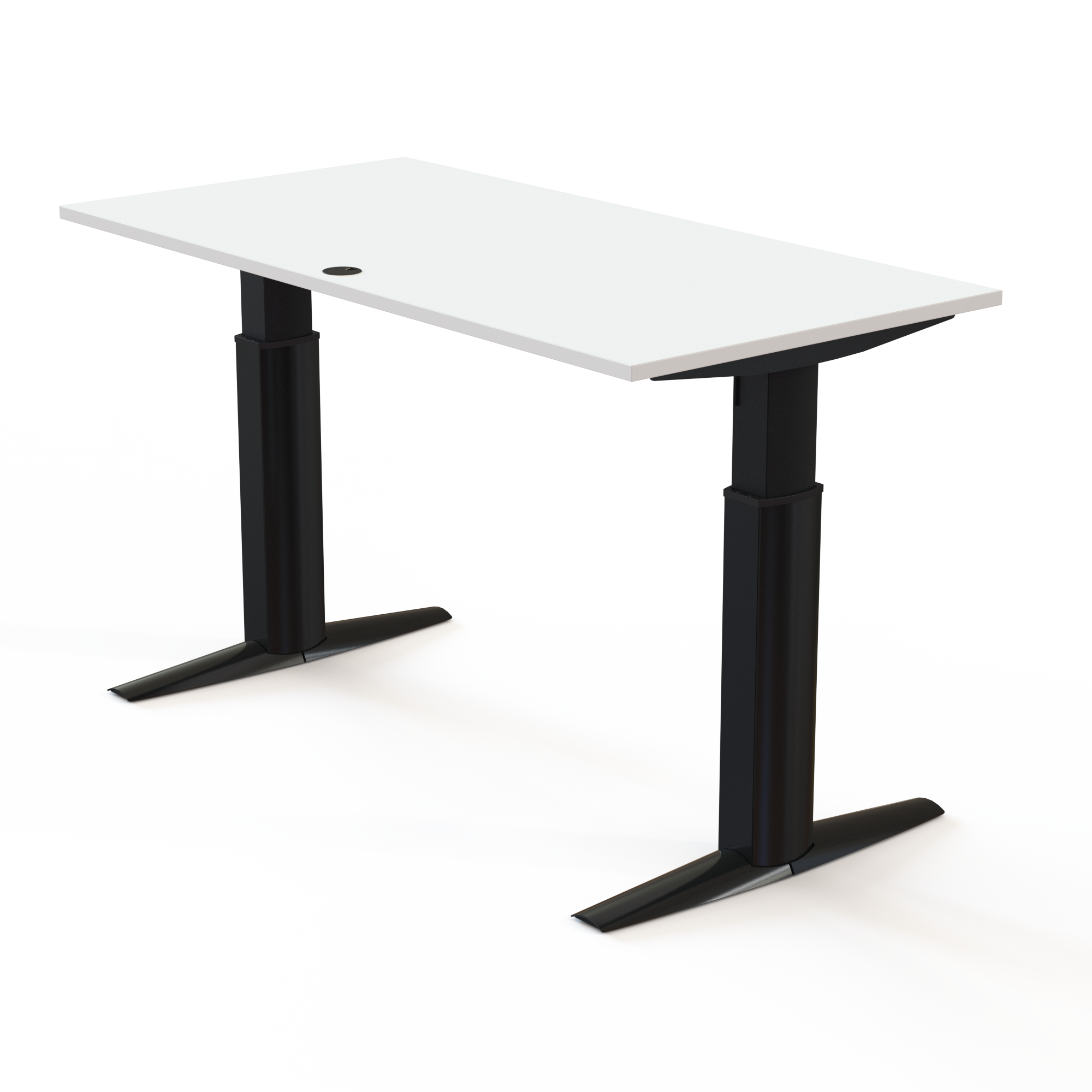 Schreibtisch steh/sitz | 160x80 cm | Weiß mit schwarzem Gestell