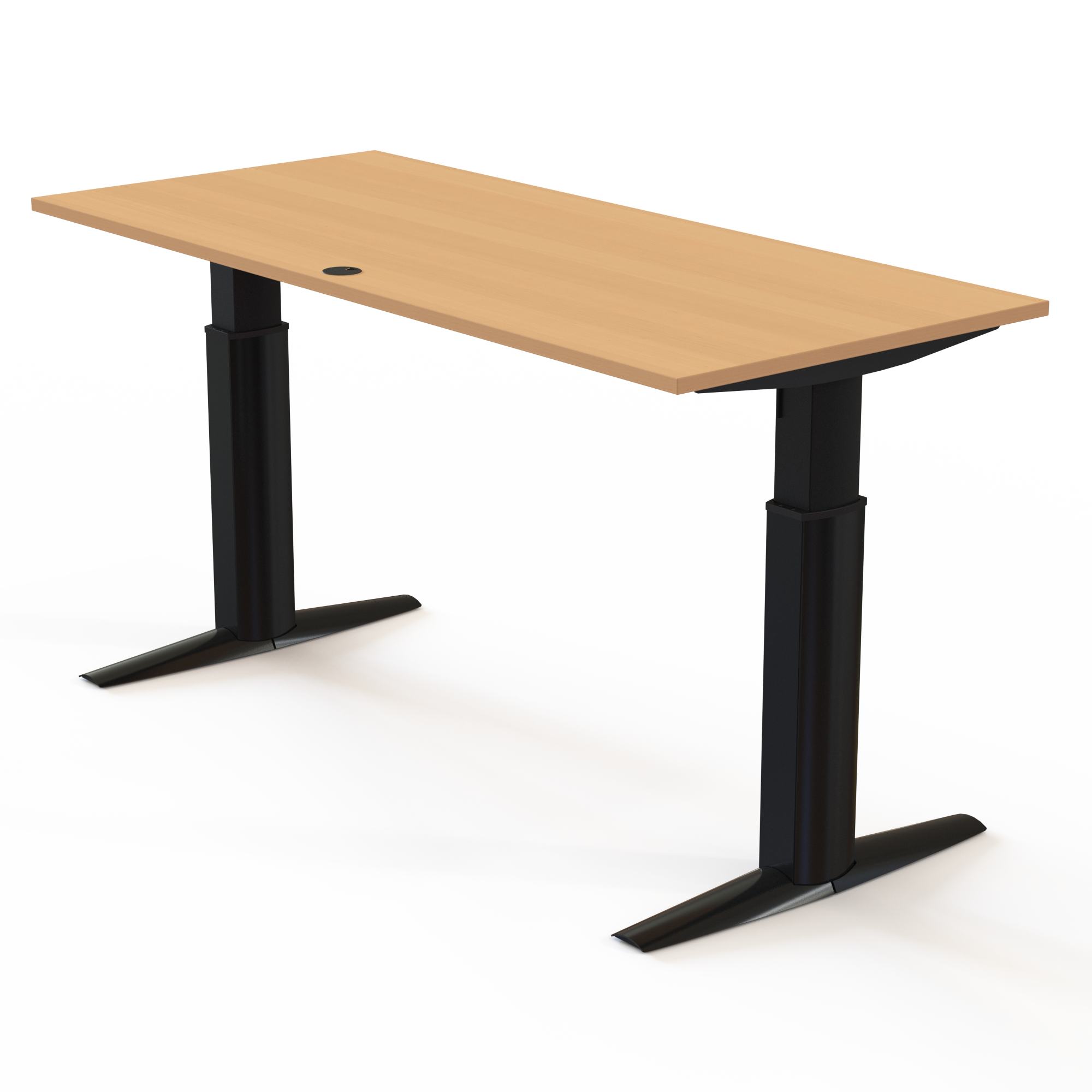 Schreibtisch steh/sitz | 180x80 cm | Buche mit schwarzem Gestell