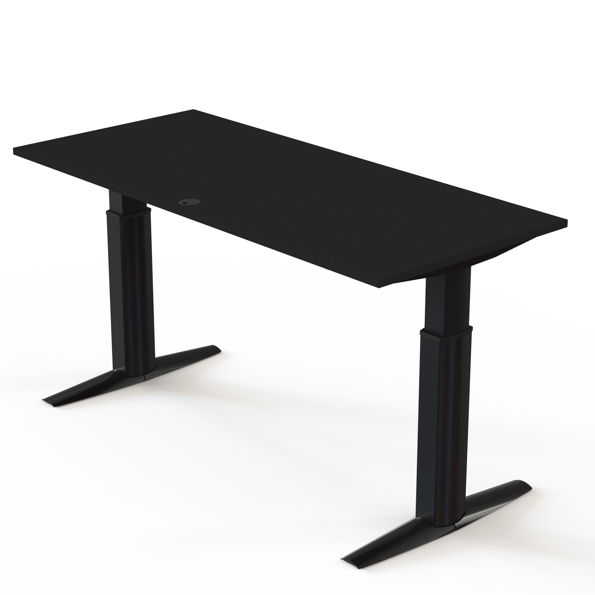 Schreibtisch steh/sitz | 180x80 cm | Schwarz mit schwarzem Gestell