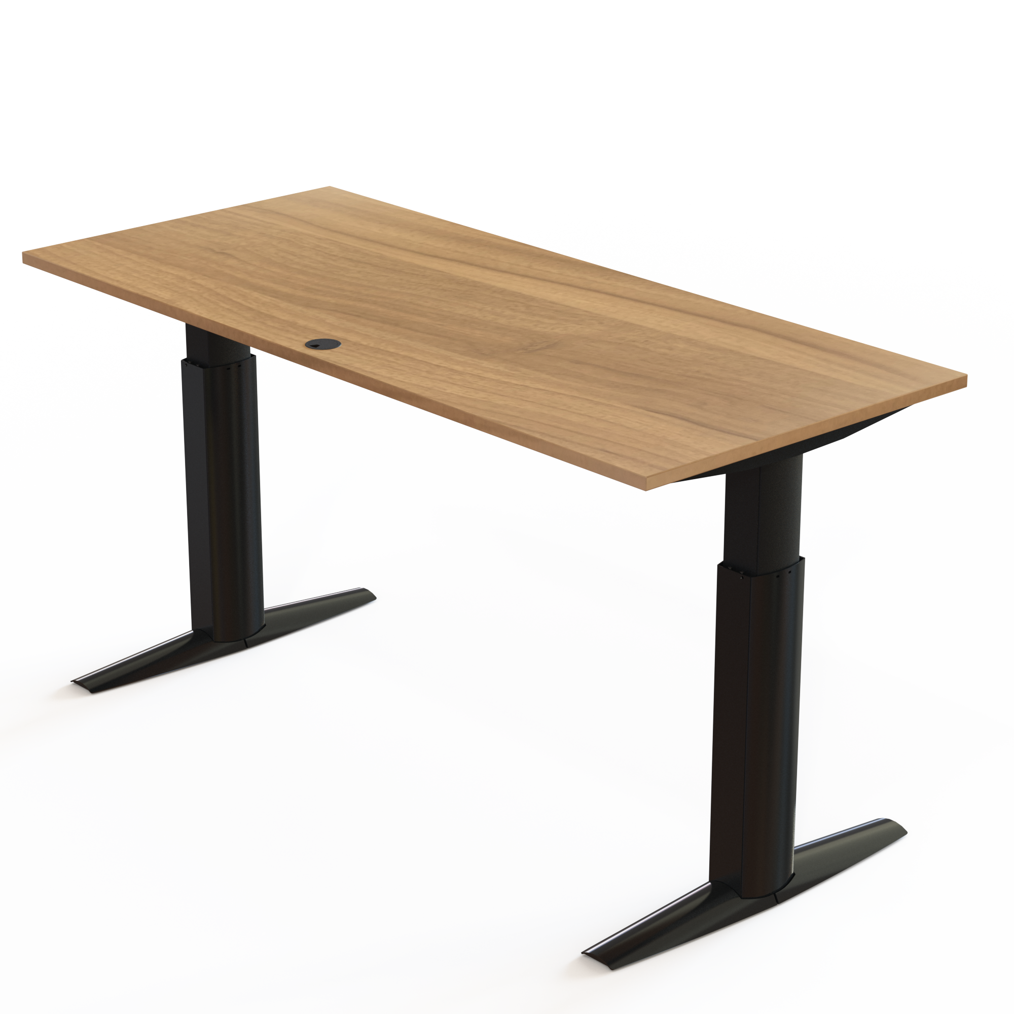 Schreibtisch steh/sitz | 180x80 cm | Nussbaum mit schwarzem Gestell