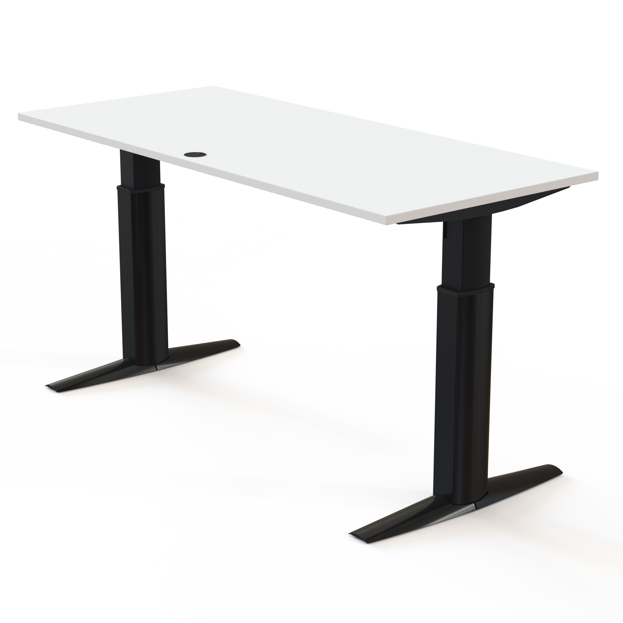 Schreibtisch steh/sitz | 180x80 cm | Weiß mit schwarzem Gestell