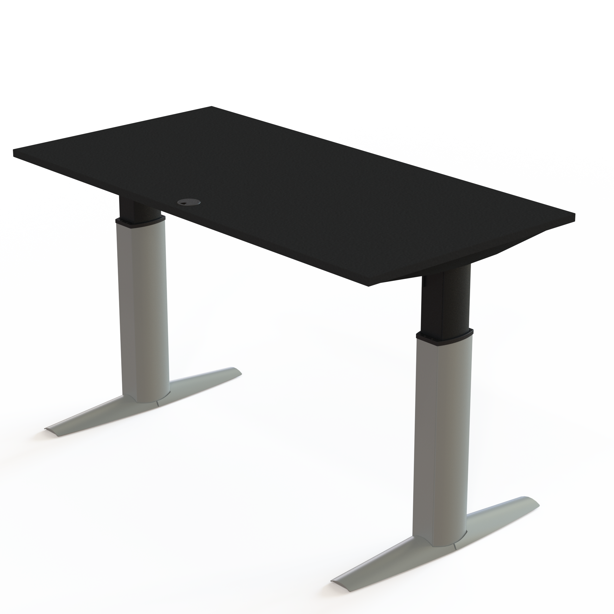 Schreibtisch steh/sitz | 160x80 cm | Schwarz mit silbernem Gestell