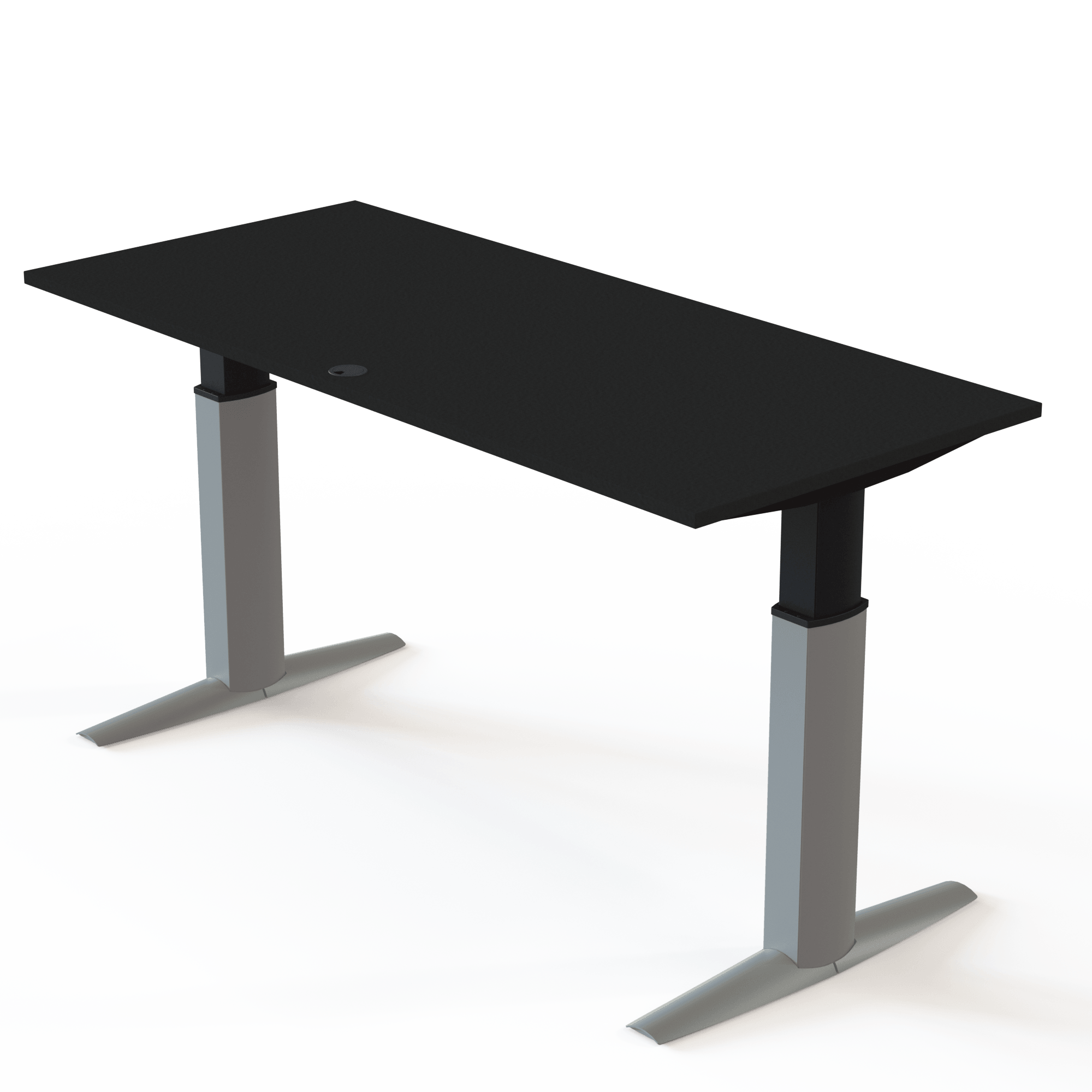 Schreibtisch steh/sitz | 180x80 cm | Schwarz mit silbernem Gestell