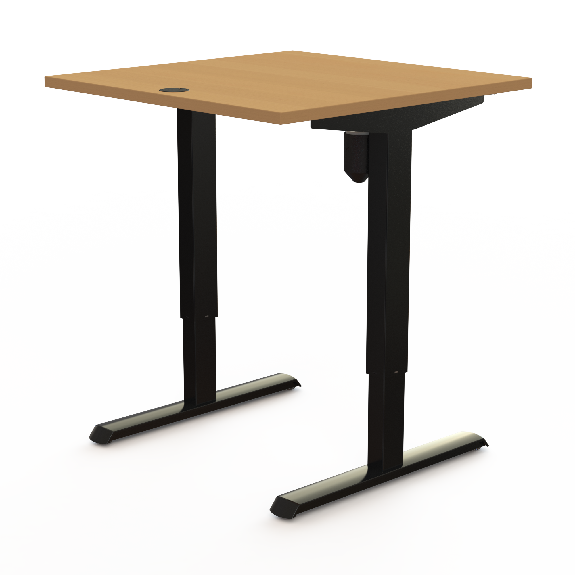Schreibtisch steh/sitz | 80x80 cm | Buche mit schwarzem Gestell