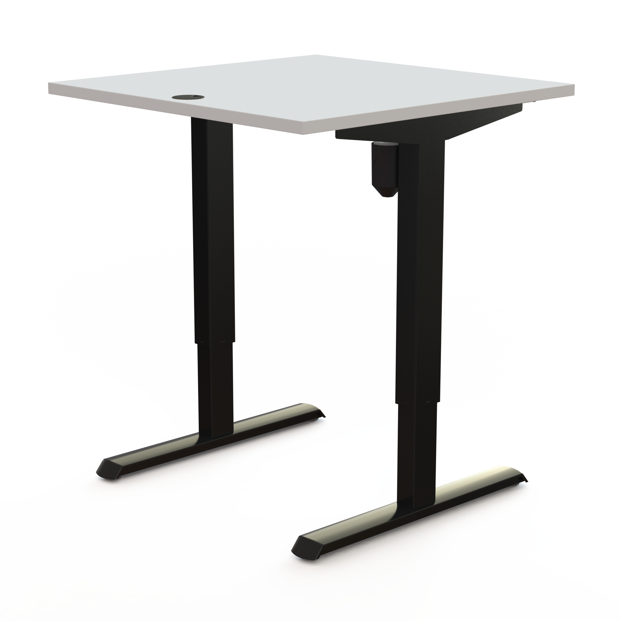 Schreibtisch steh/sitz | 80x80 cm | Weiß mit schwarzem Gestell