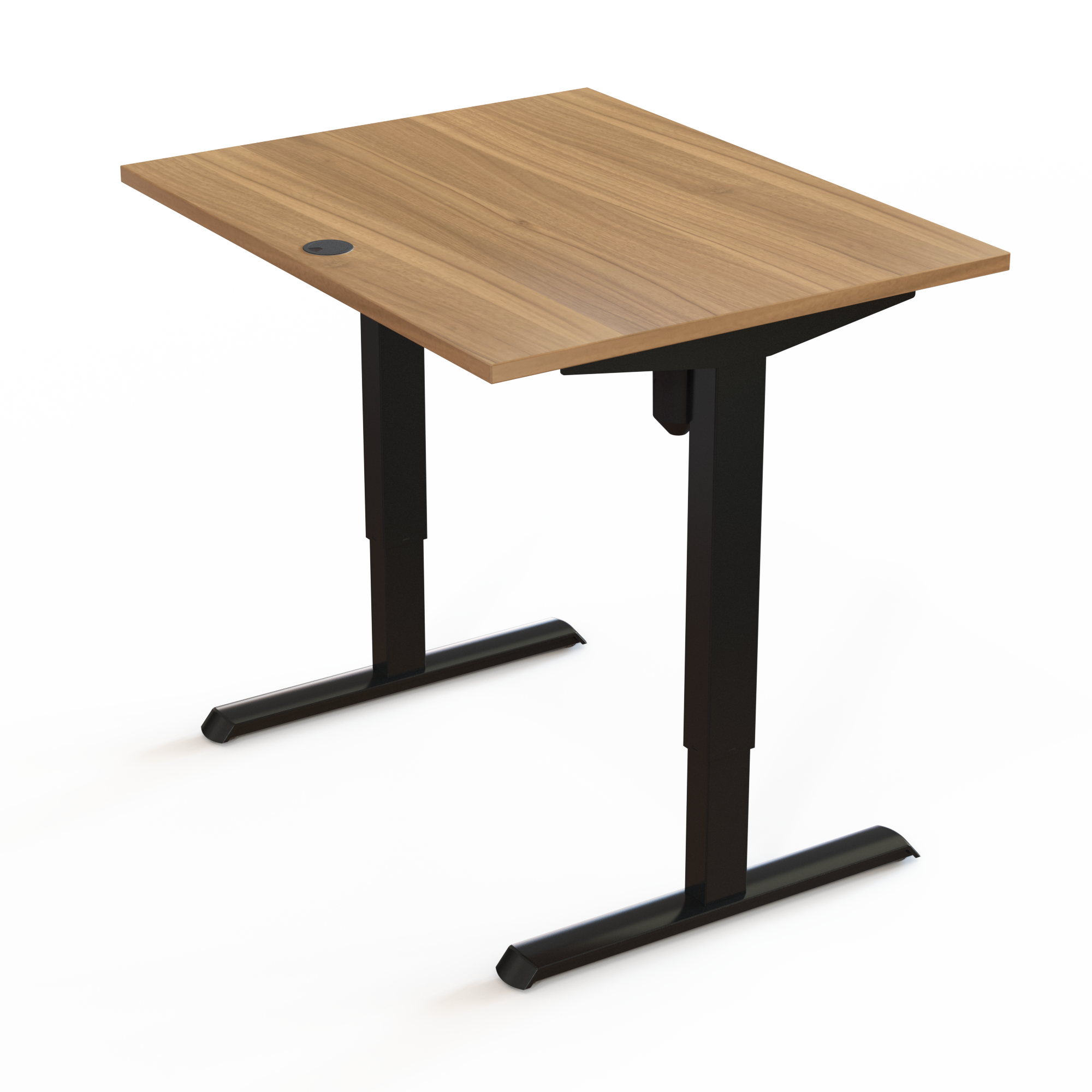 Schreibtisch steh/sitz | 100x80 cm | Nussbaum mit schwarzem Gestell