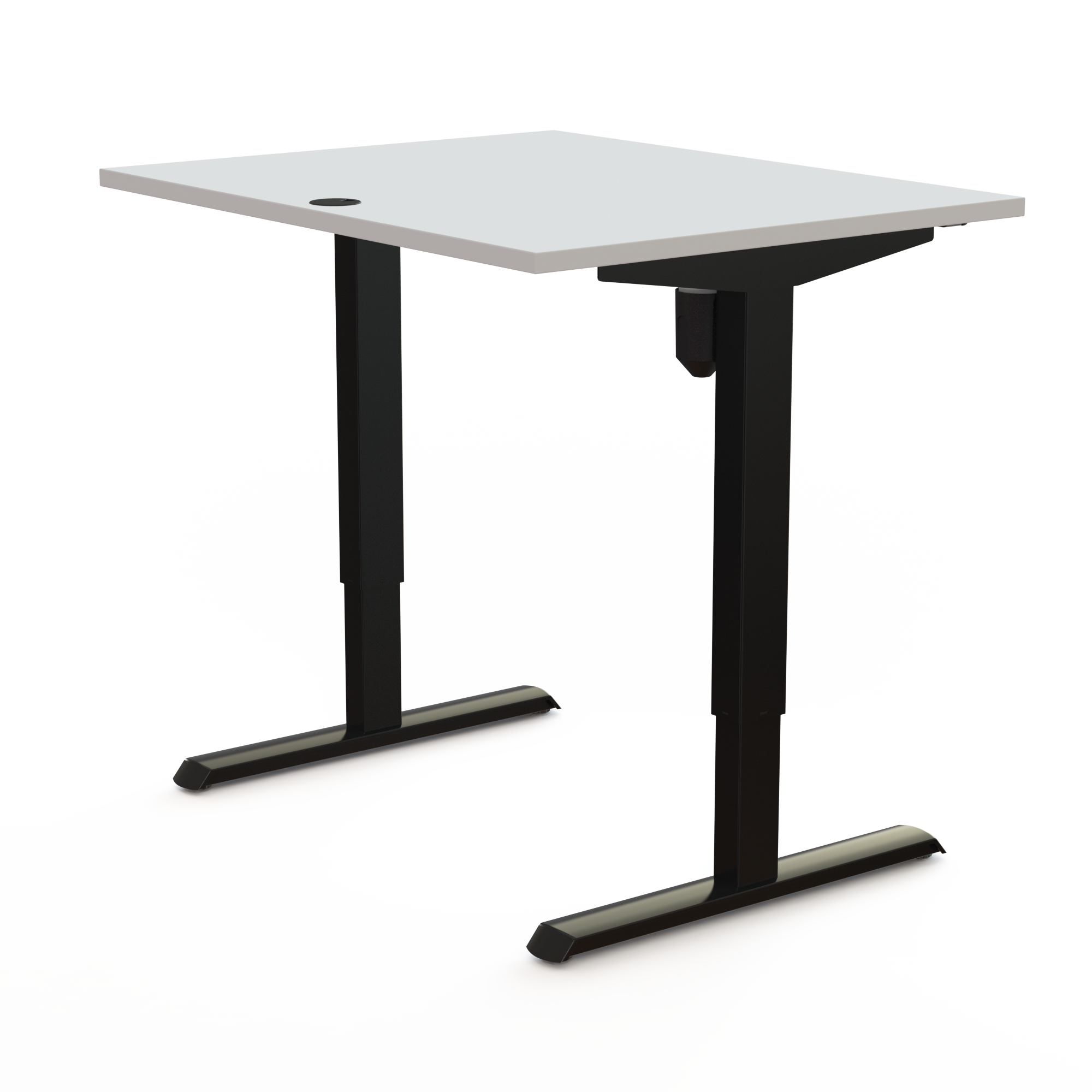 Schreibtisch steh/sitz | 100x80 cm | Weiß mit schwarzem Gestell