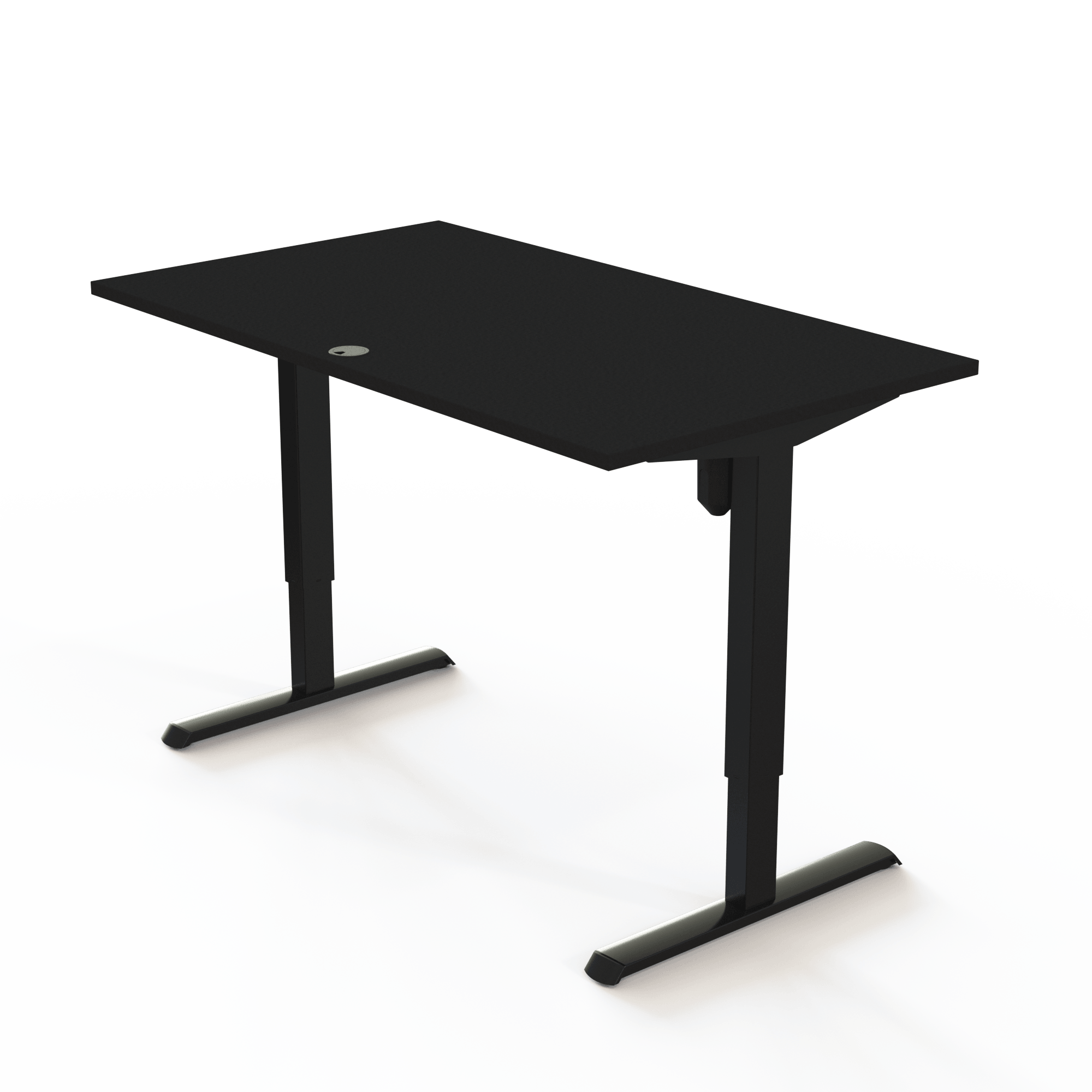 Schreibtisch steh/sitz | 140x80 cm | Schwarz mit schwarzem Gestell