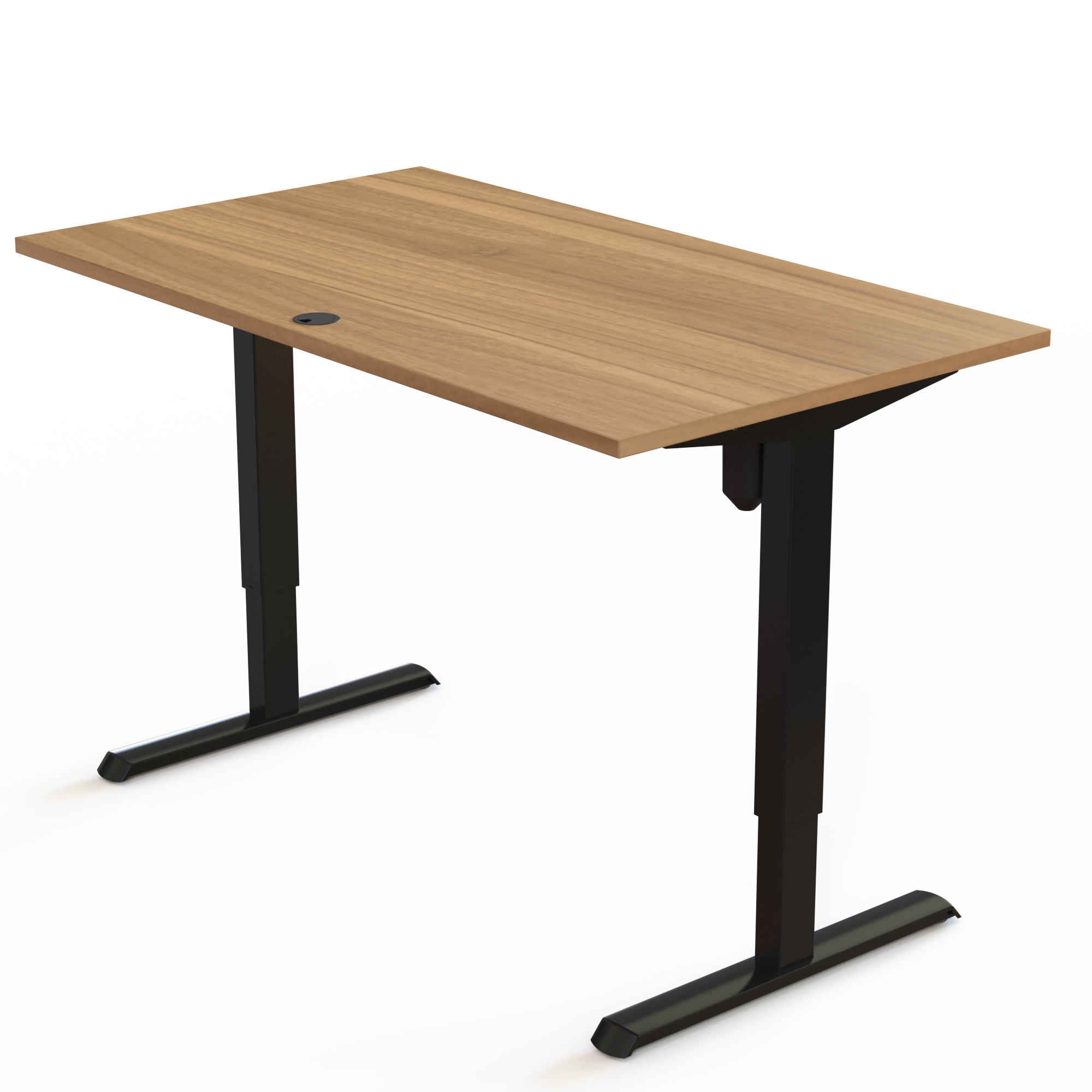 Schreibtisch steh/sitz | 140x80 cm | Nussbaum mit schwarzem Gestell