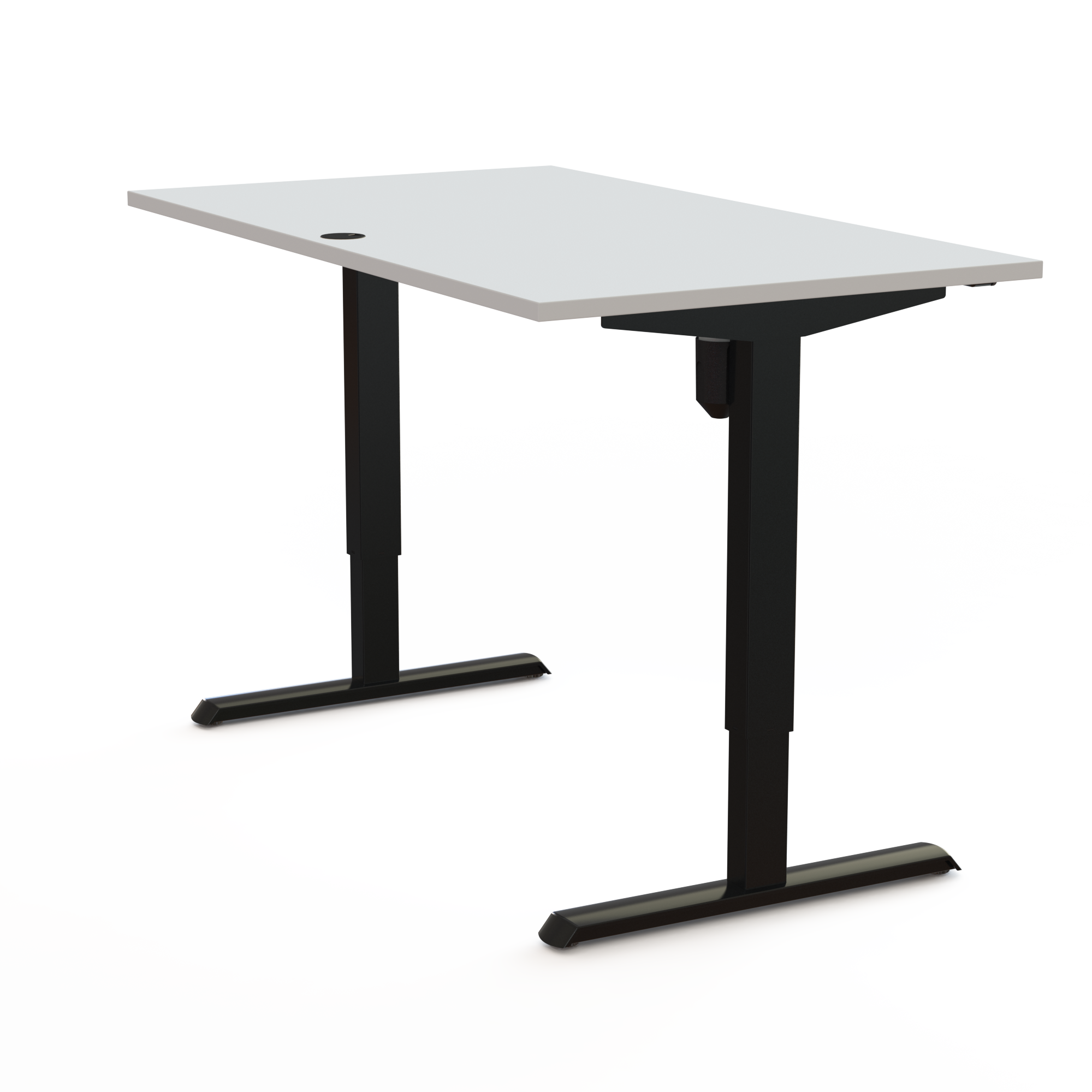 Schreibtisch steh/sitz | 140x80 cm | Weiß mit schwarzem Gestell