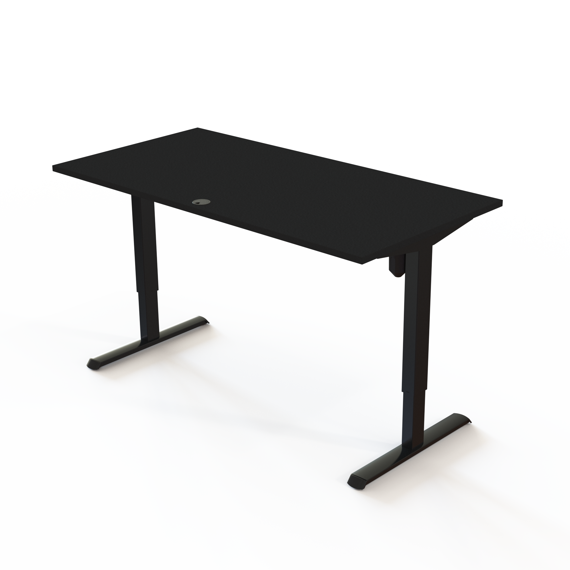 Schreibtisch steh/sitz | 160x80 cm | Schwarz mit schwarzem Gestell