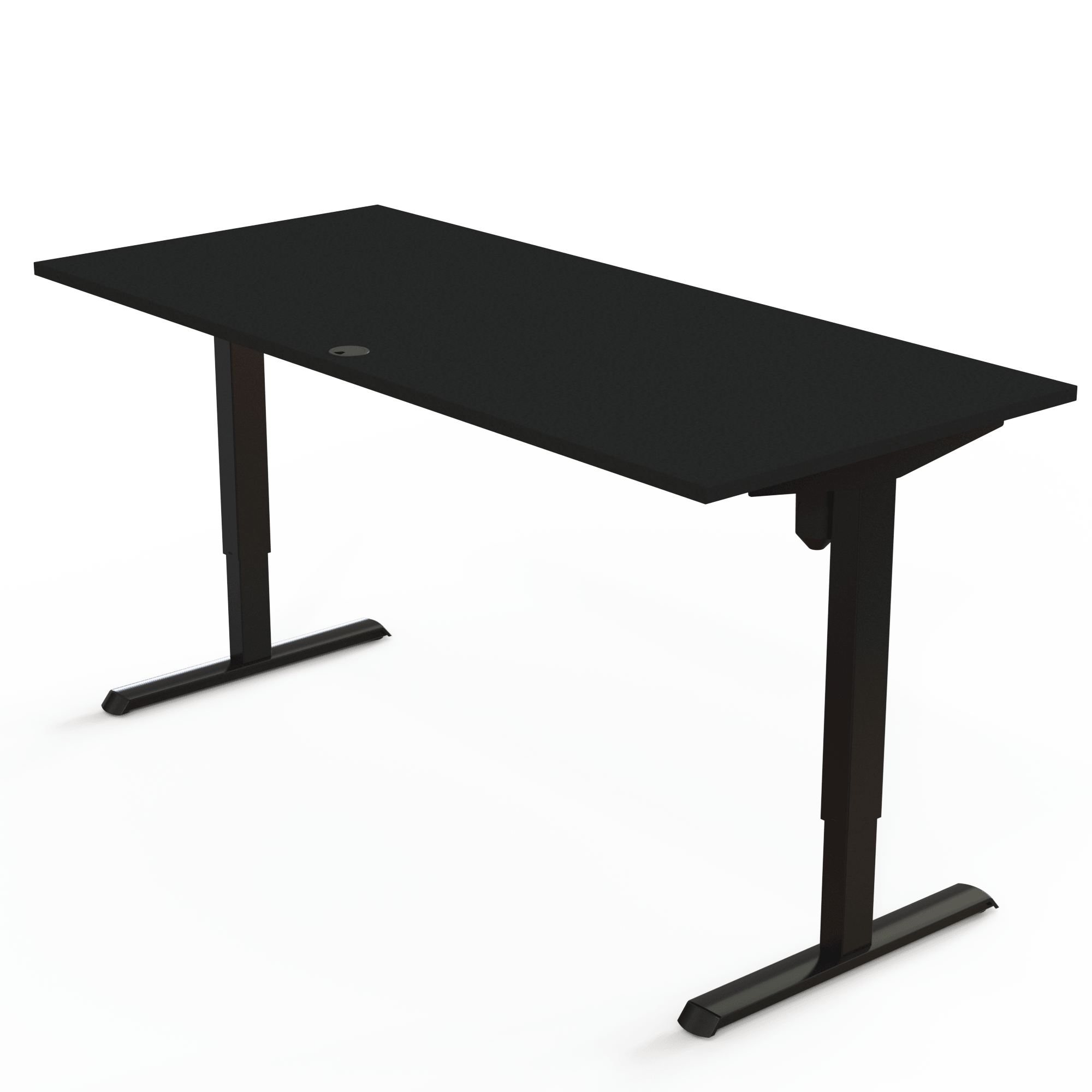 Schreibtisch steh/sitz | 180x80 cm | Schwarz mit schwarzem Gestell