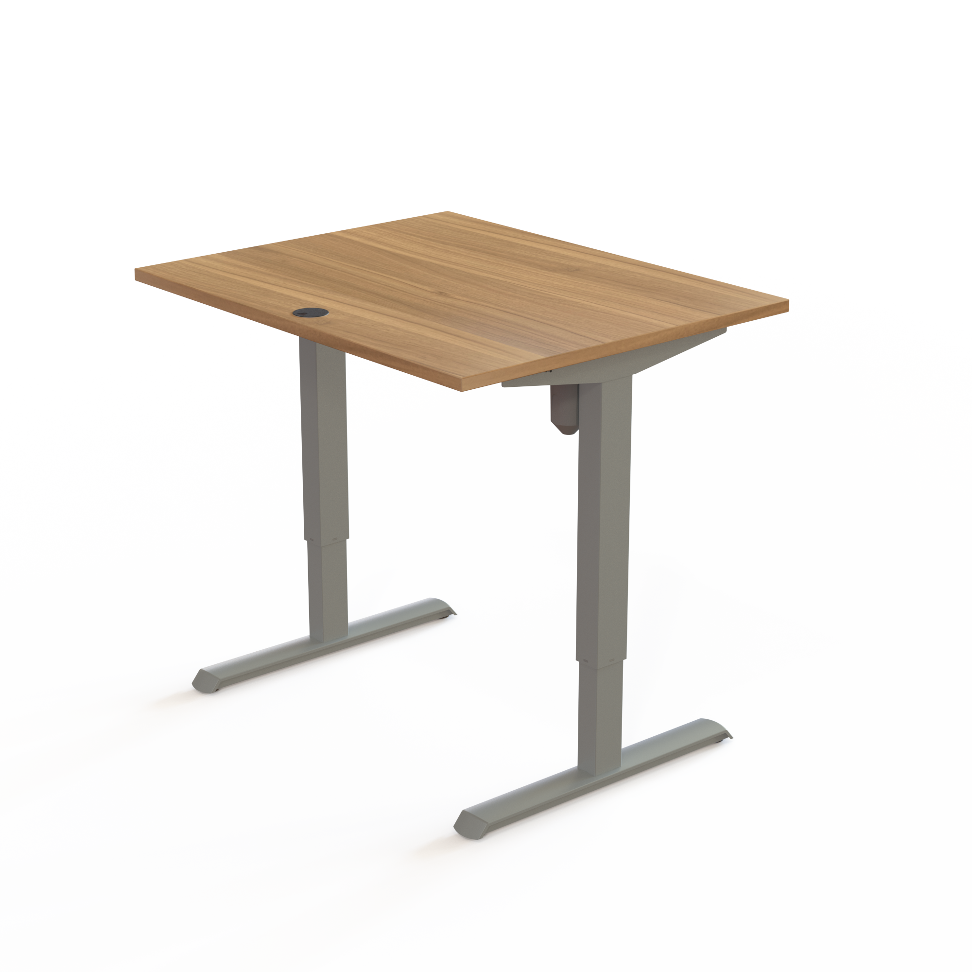 Schreibtisch steh/sitz | 100x80 cm | Nussbaum mit silbernem Gestell