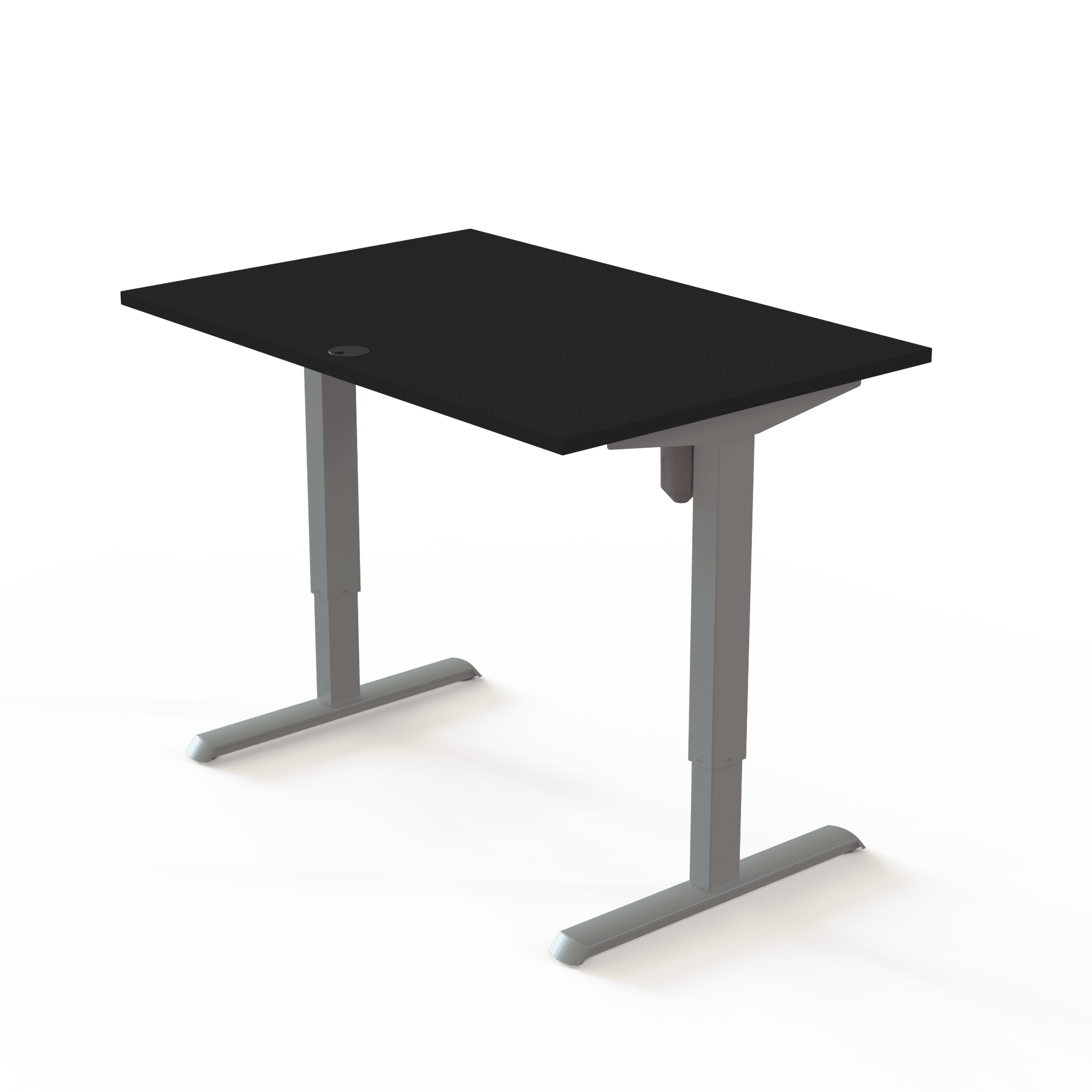 Schreibtisch steh/sitz | 120x80 cm | Schwarz mit silbernem Gestell