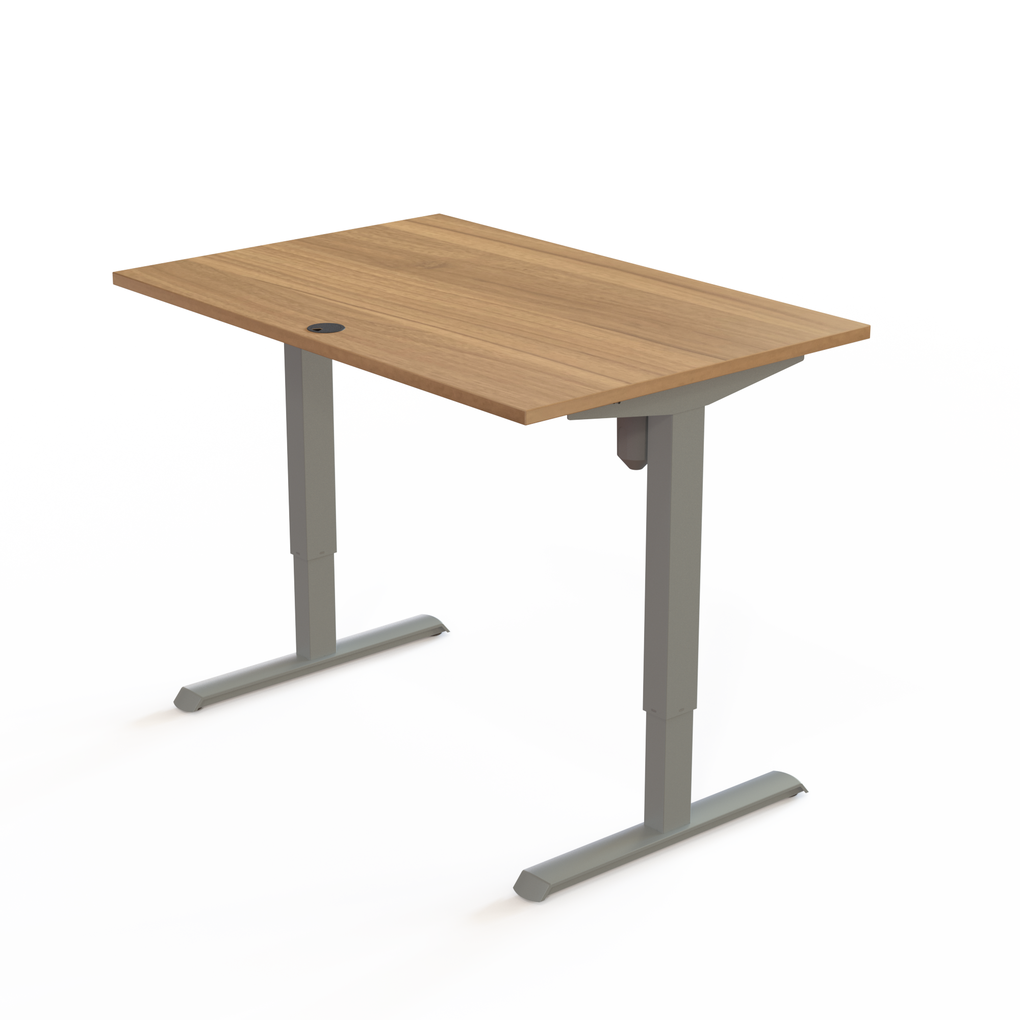 Schreibtisch steh/sitz | 120x80 cm | Nussbaum mit silbernem Gestell