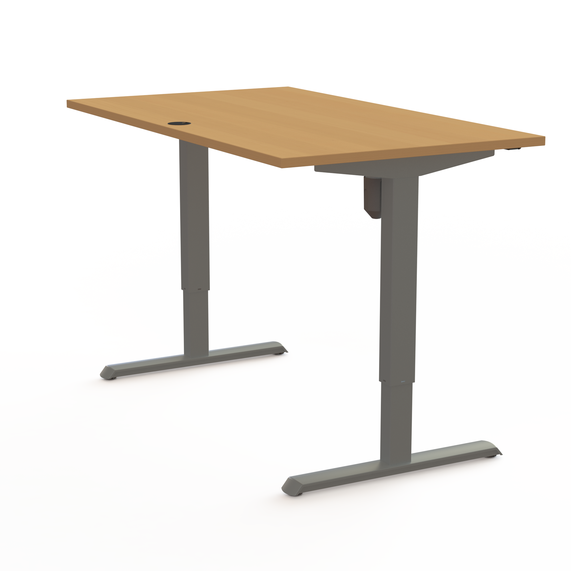 Schreibtisch steh/sitz | 140x80 cm | Buche mit silbernem Gestell