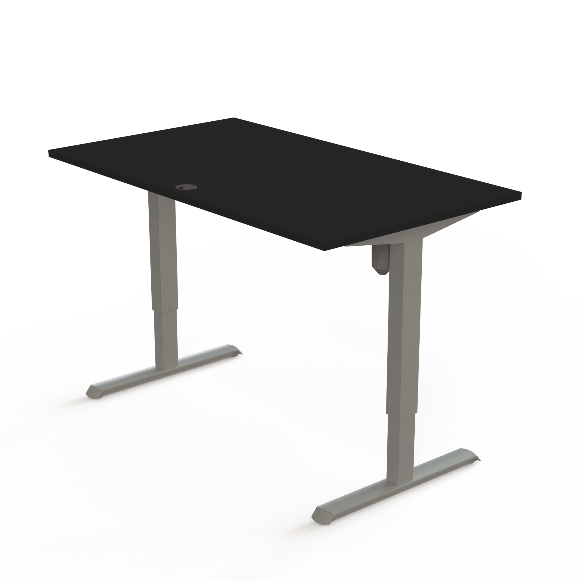 Schreibtisch steh/sitz | 140x80 cm | Schwarz mit silbernem Gestell