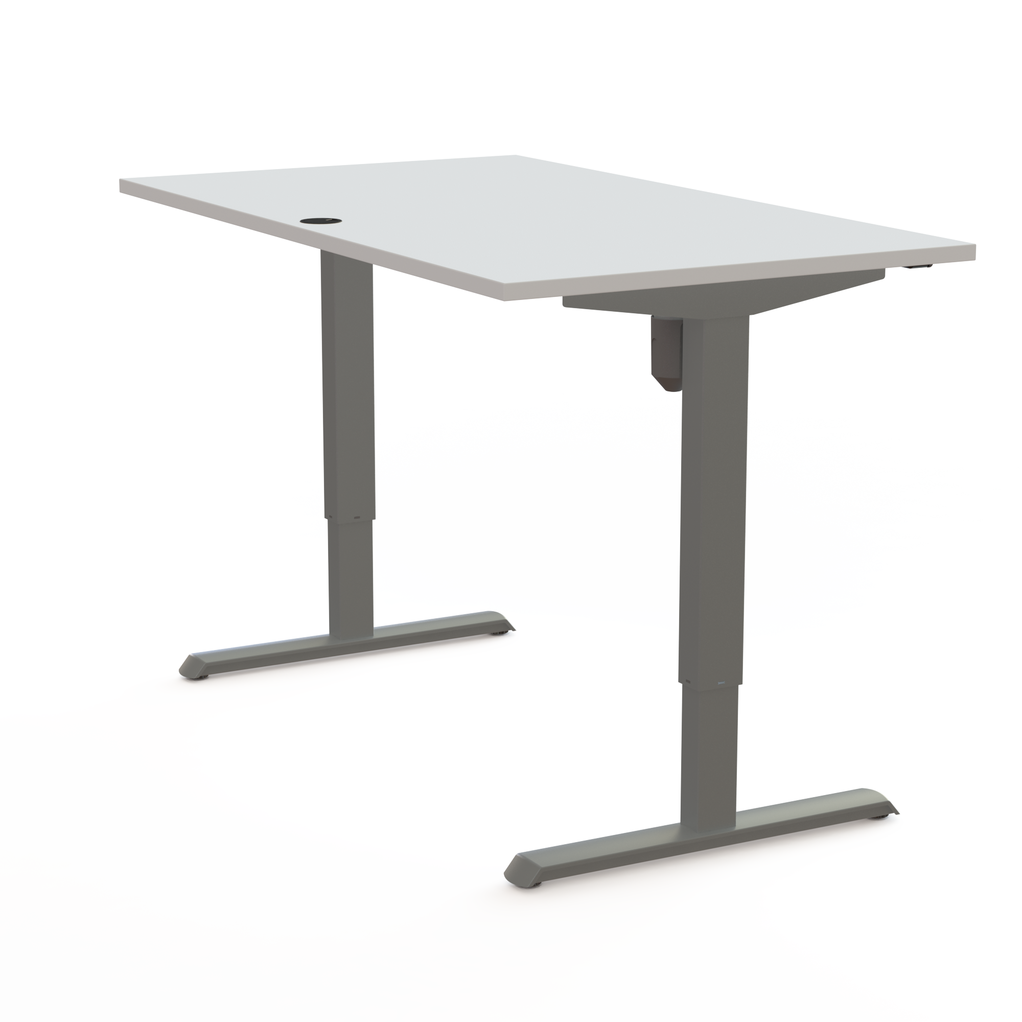 Schreibtisch steh/sitz | 140x80 cm | Weiß mit silbernem Gestell