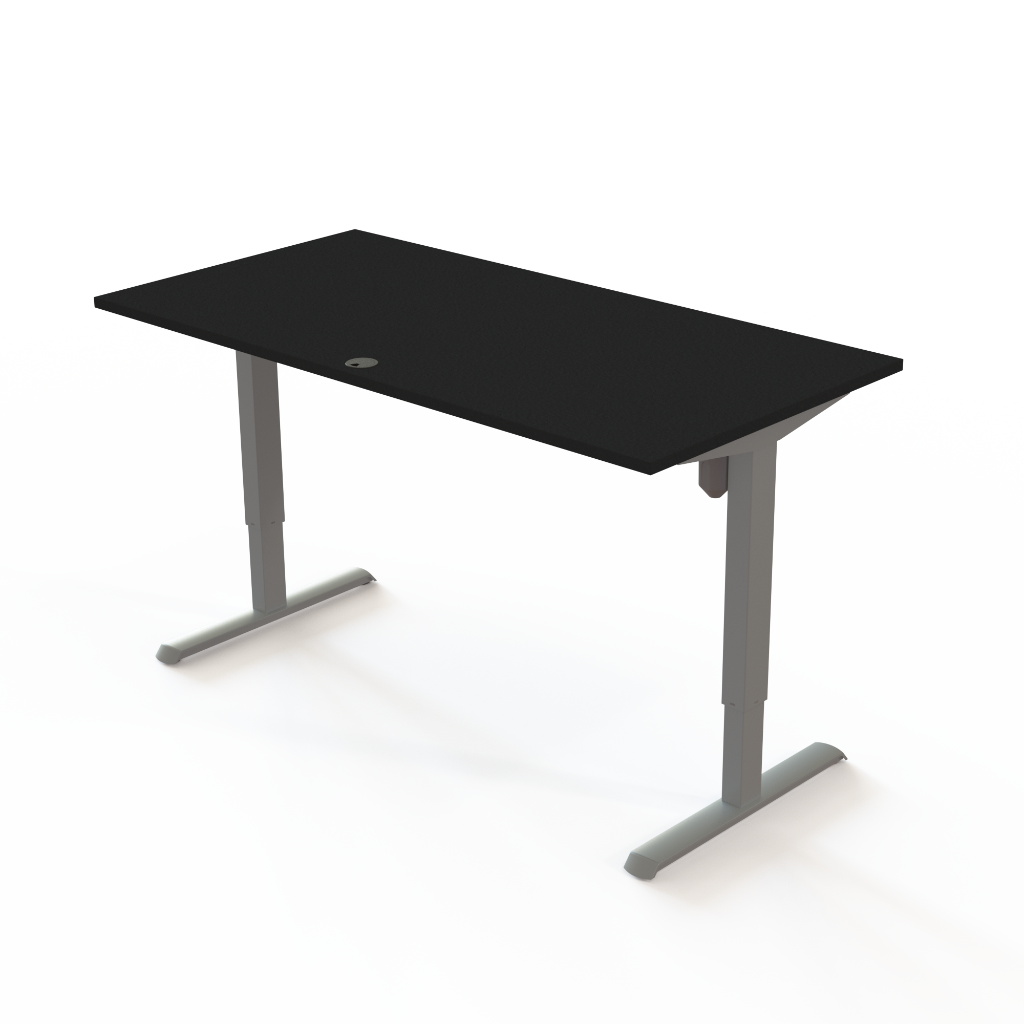 Schreibtisch steh/sitz | 160x80 cm | Schwarz mit silbernem Gestell