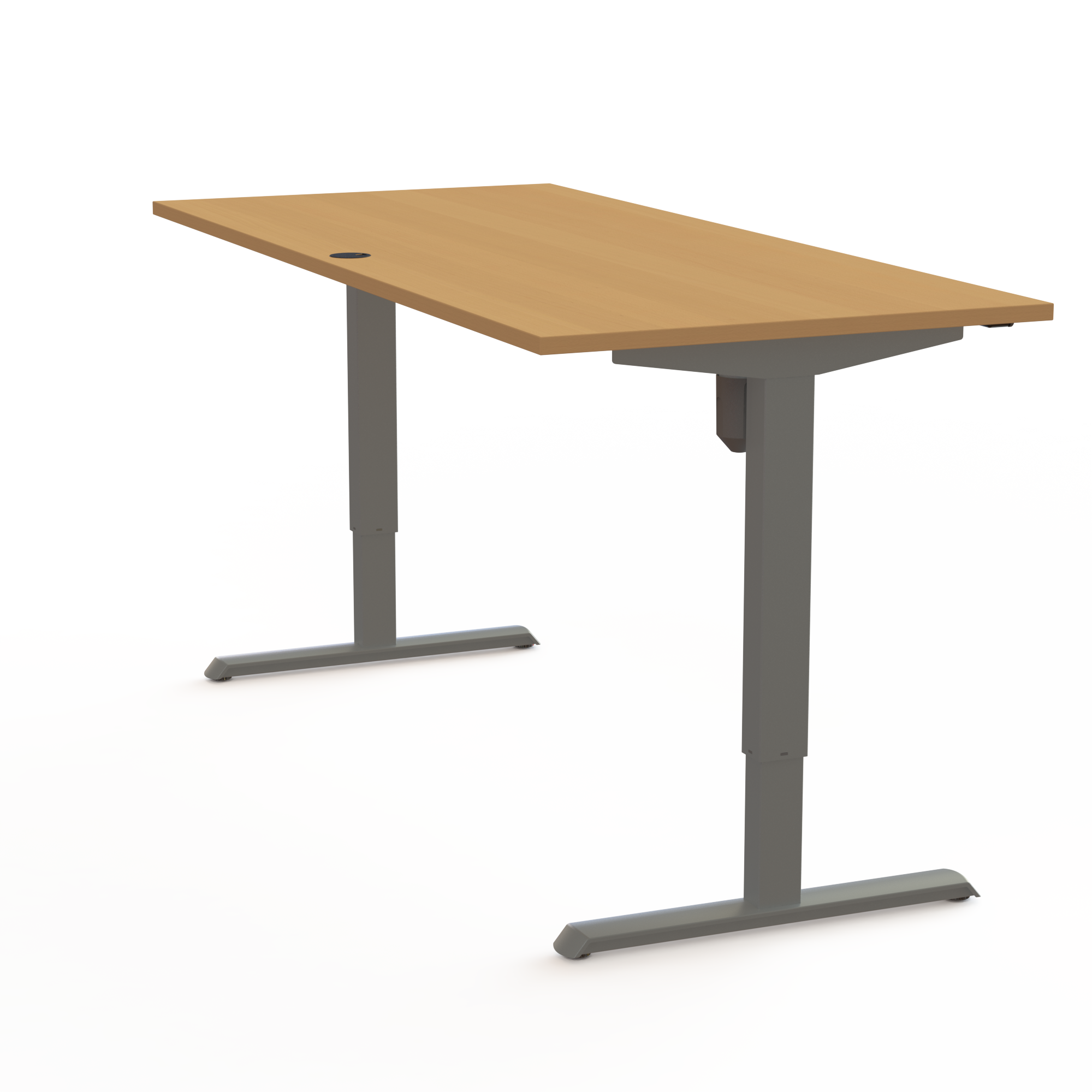 Schreibtisch steh/sitz | 180x80 cm | Buche mit silbernem Gestell