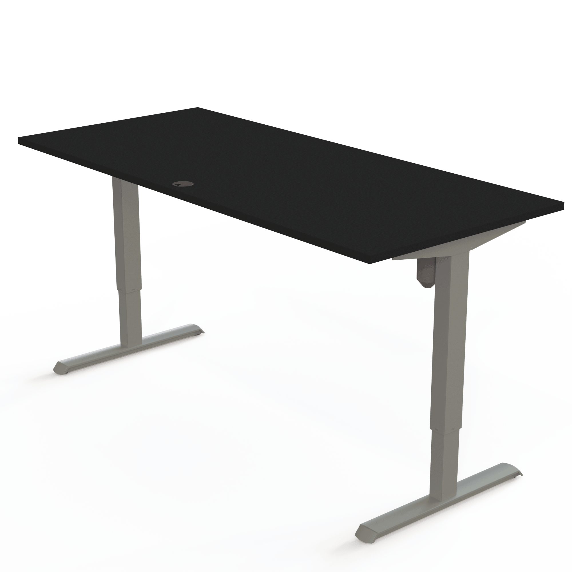 Schreibtisch steh/sitz | 180x80 cm | Schwarz mit silbernem Gestell