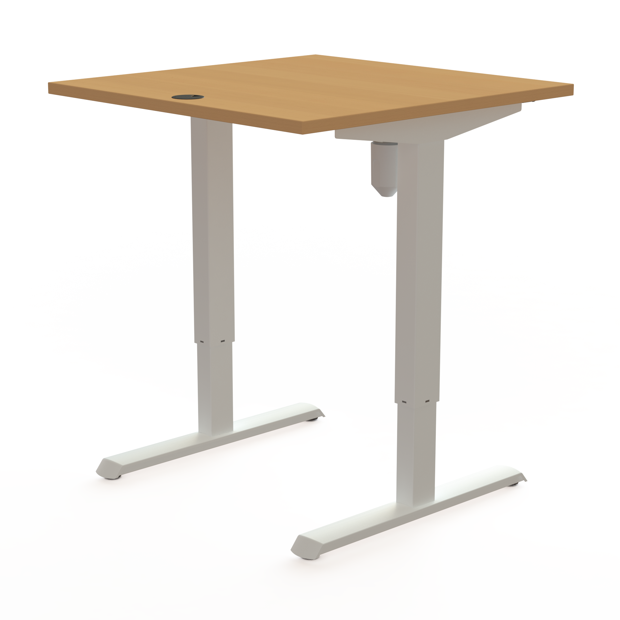 Schreibtisch steh/sitz | 80x80 cm | Buche mit weißem Gestell