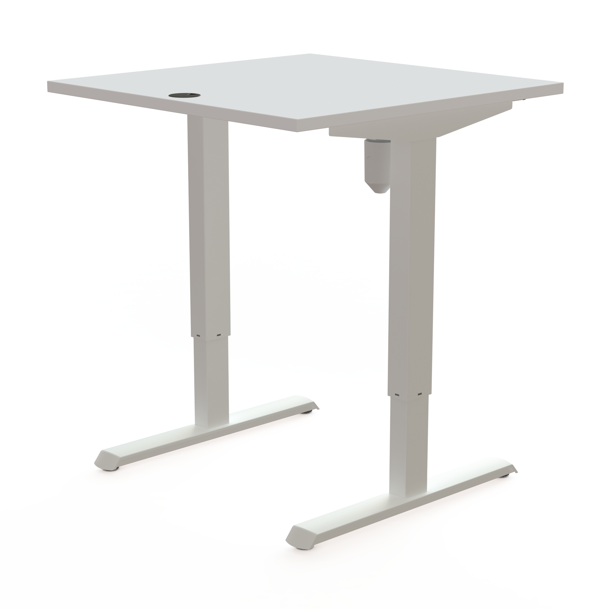 Schreibtisch steh/sitz | 80x80 cm | Weiß mit weißem Gestell