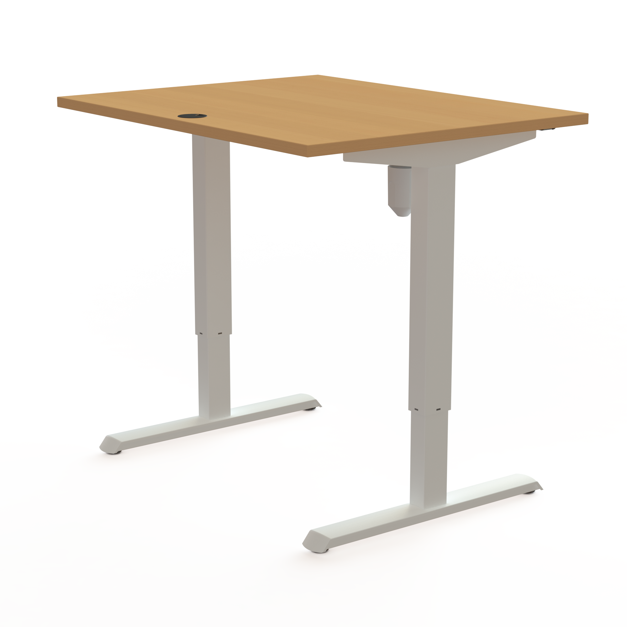 Schreibtisch steh/sitz | 100x80 cm | Buche mit weißem Gestell