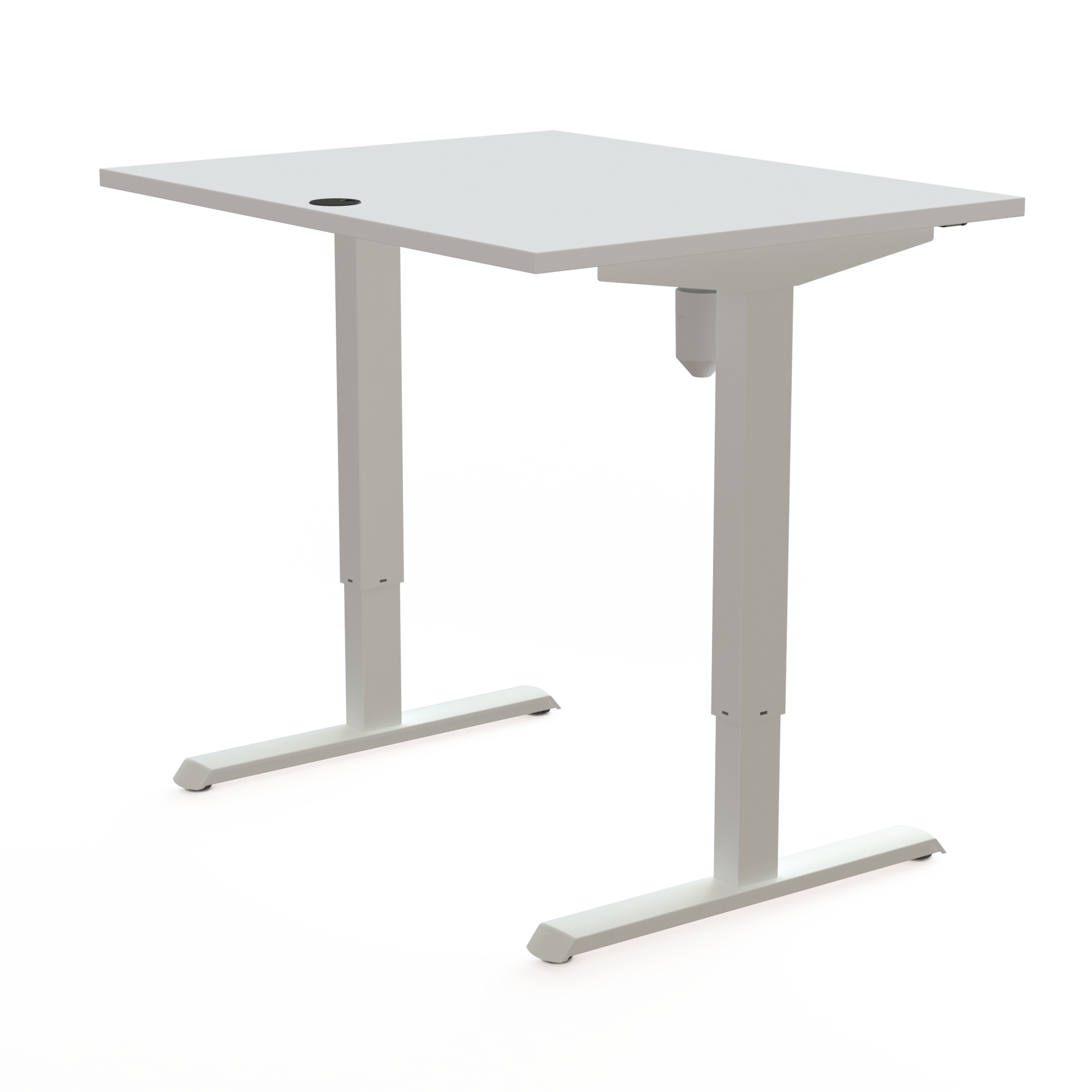 Schreibtisch steh/sitz | 100x80 cm | Weiß mit weißem Gestell