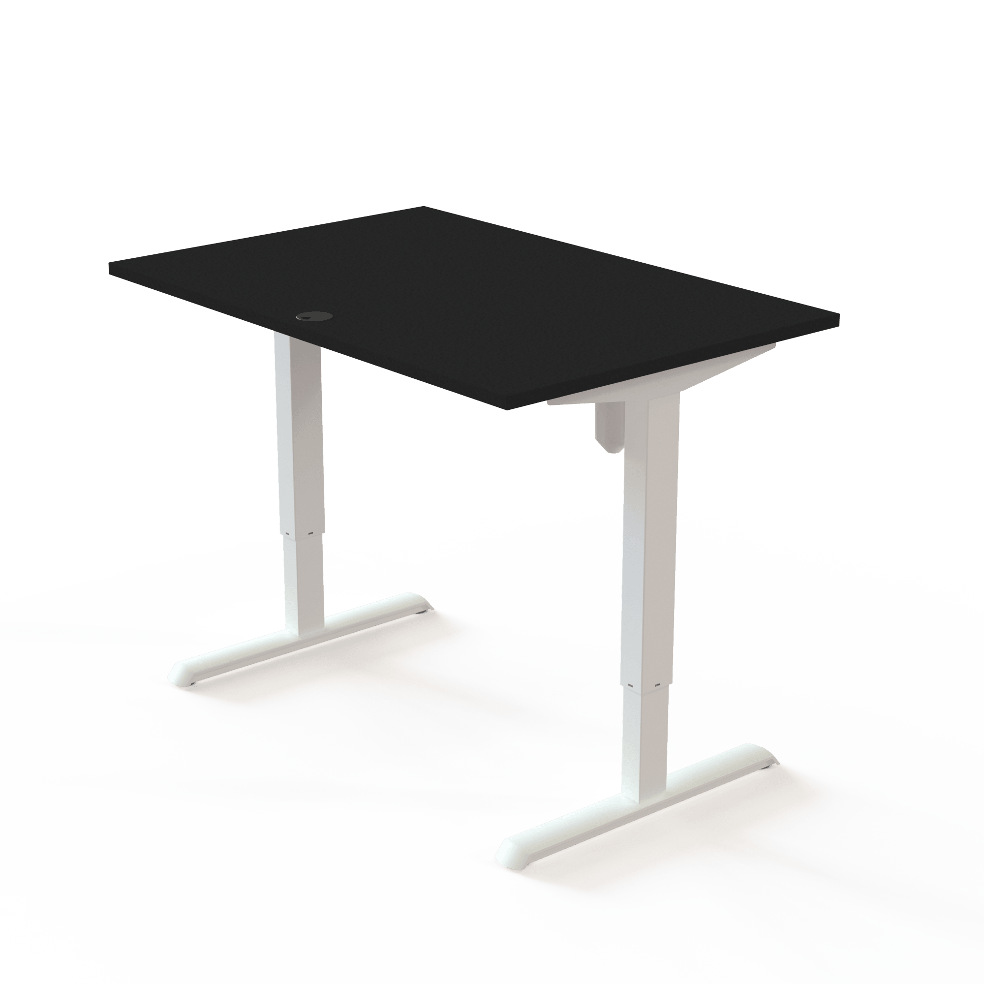 Schreibtisch steh/sitz | 120x80 cm | Schwarz mit weißem Gestell