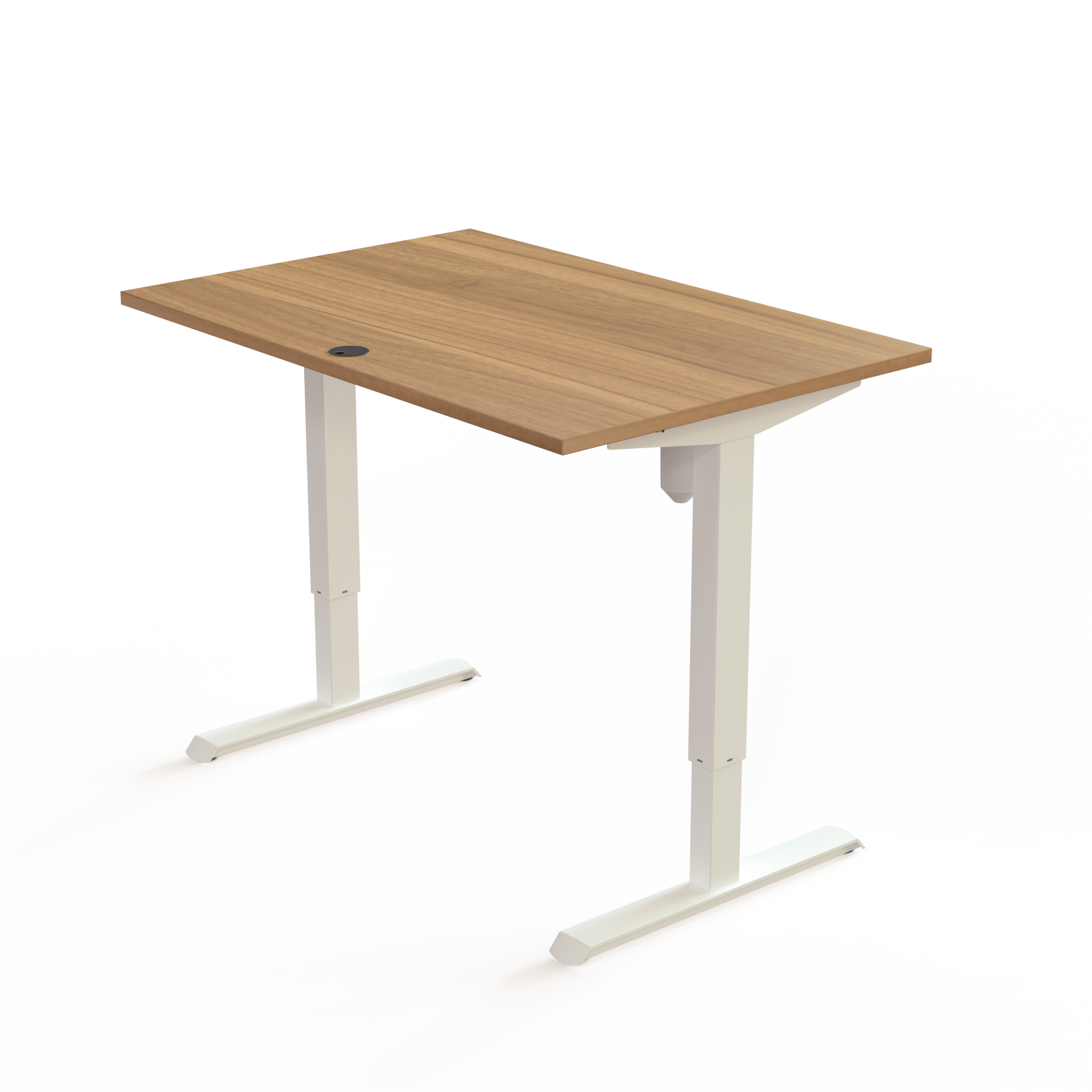 Schreibtisch steh/sitz | 120x80 cm | Nussbaum mit weißem Gestell