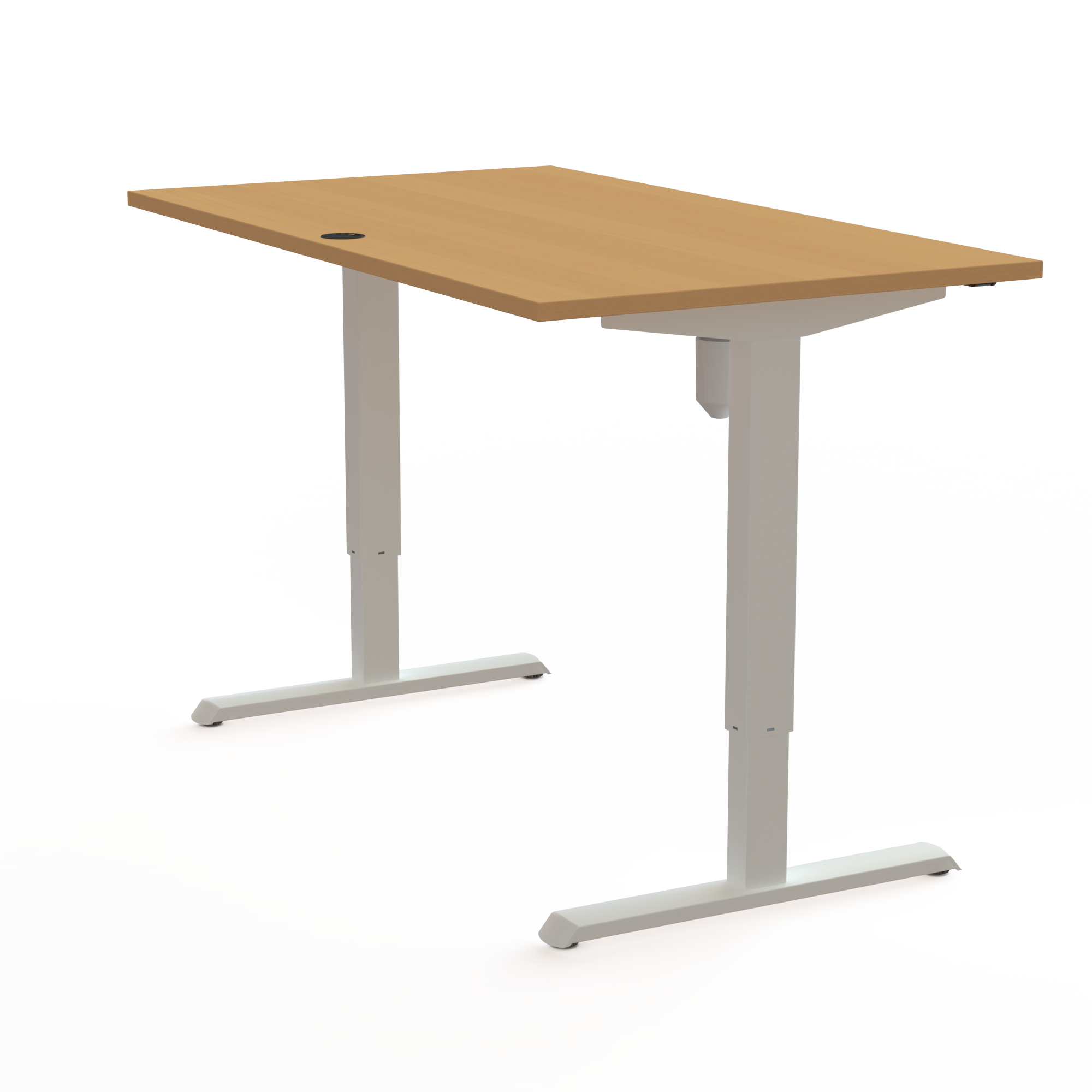 Schreibtisch steh/sitz | 140x80 cm | Buche mit weißem Gestell