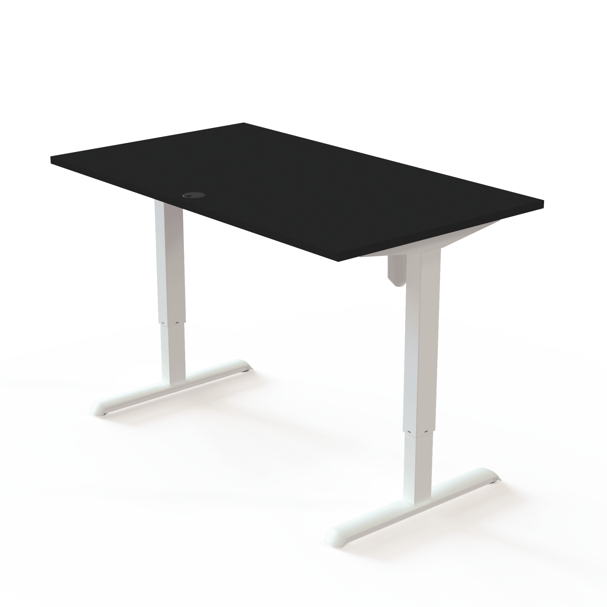 Schreibtisch steh/sitz | 140x80 cm | Schwarz mit weißem Gestell