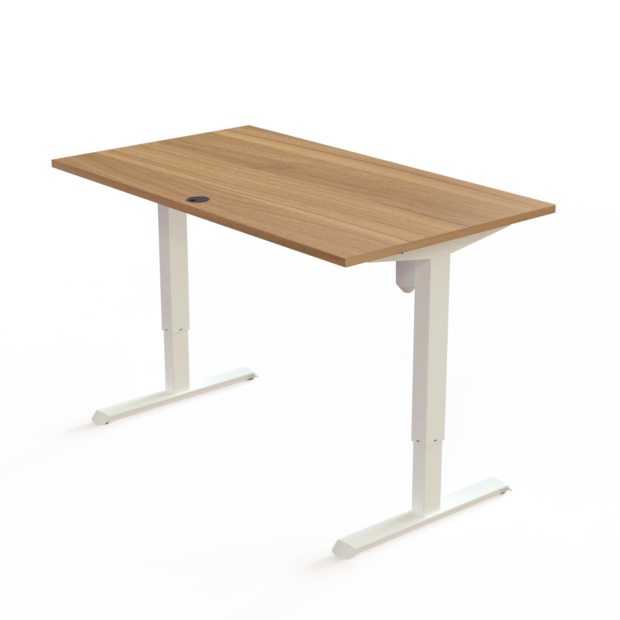 Schreibtisch steh/sitz | 140x80 cm | Nussbaum mit weißem Gestell