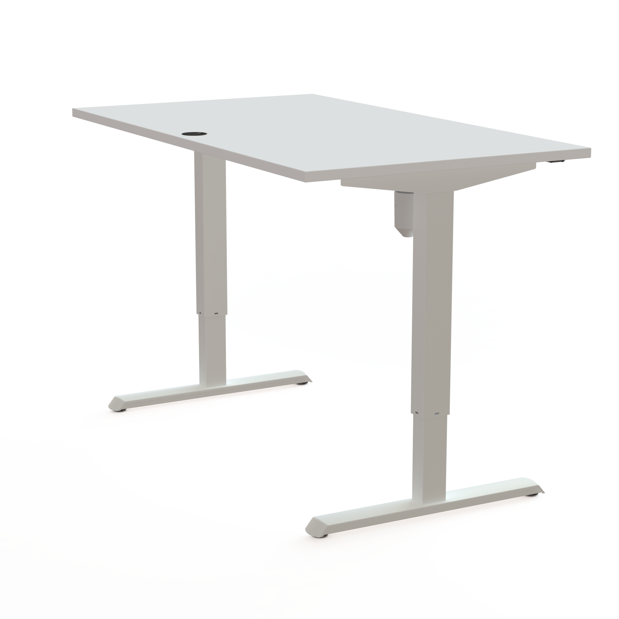 Schreibtisch steh/sitz | 140x80 cm | Weiß mit weißem Gestell