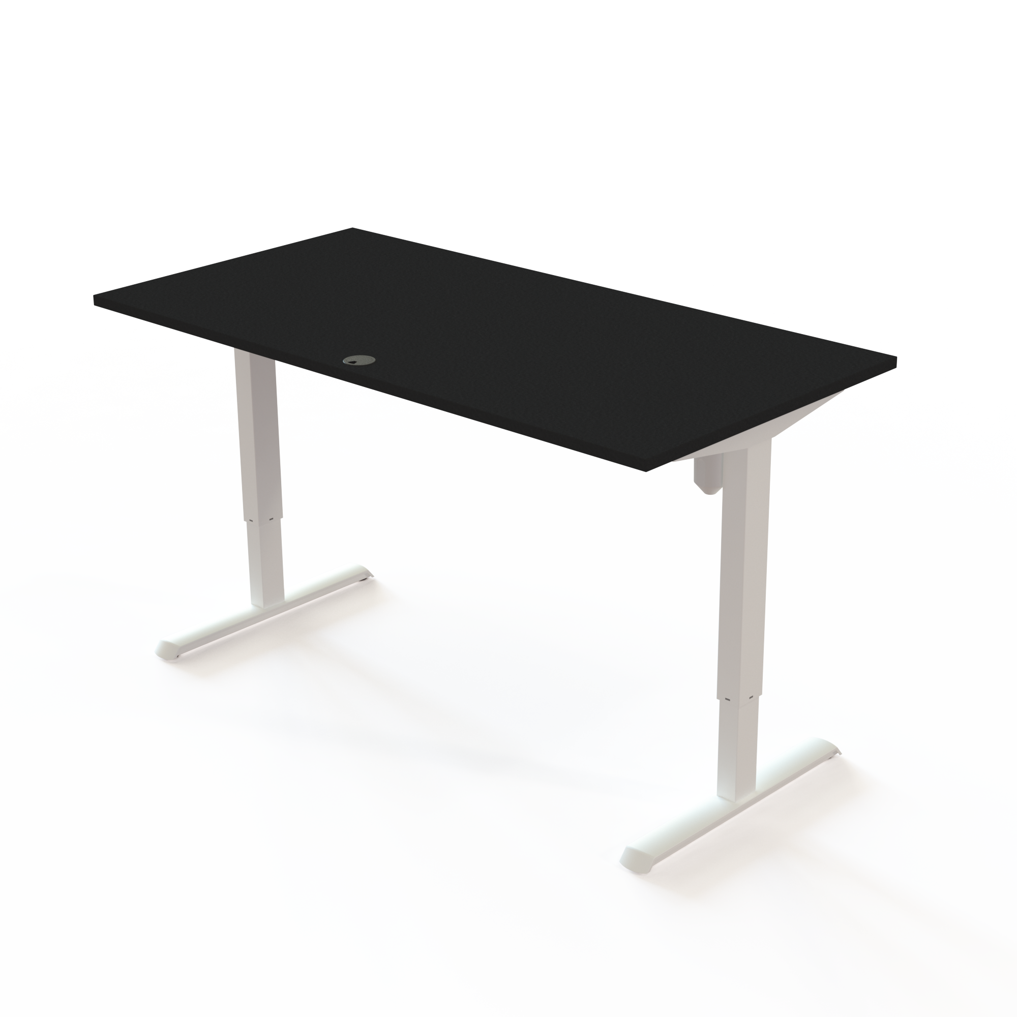 Schreibtisch steh/sitz | 160x80 cm | Schwarz mit weißem Gestell