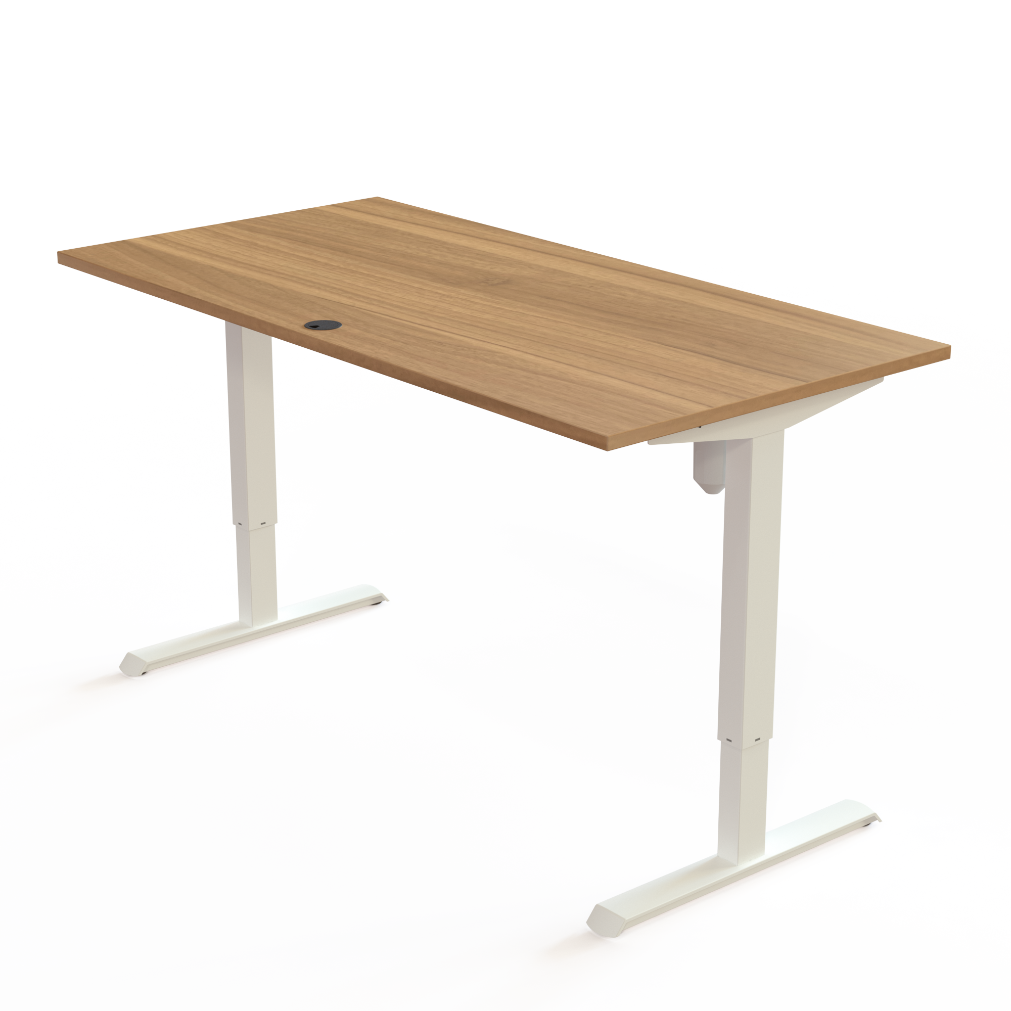 Schreibtisch steh/sitz | 160x80 cm | Nussbaum mit weißem Gestell