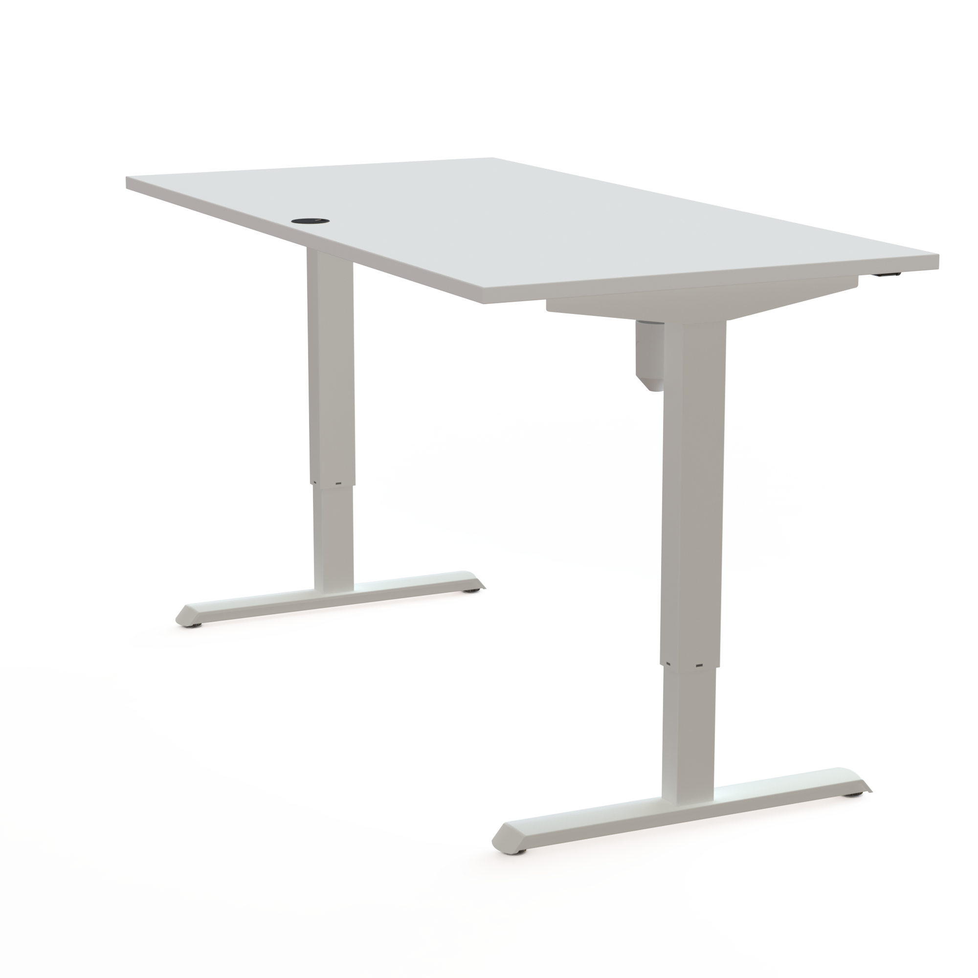 Schreibtisch steh/sitz | 160x80 cm | Weiß mit weißem Gestell